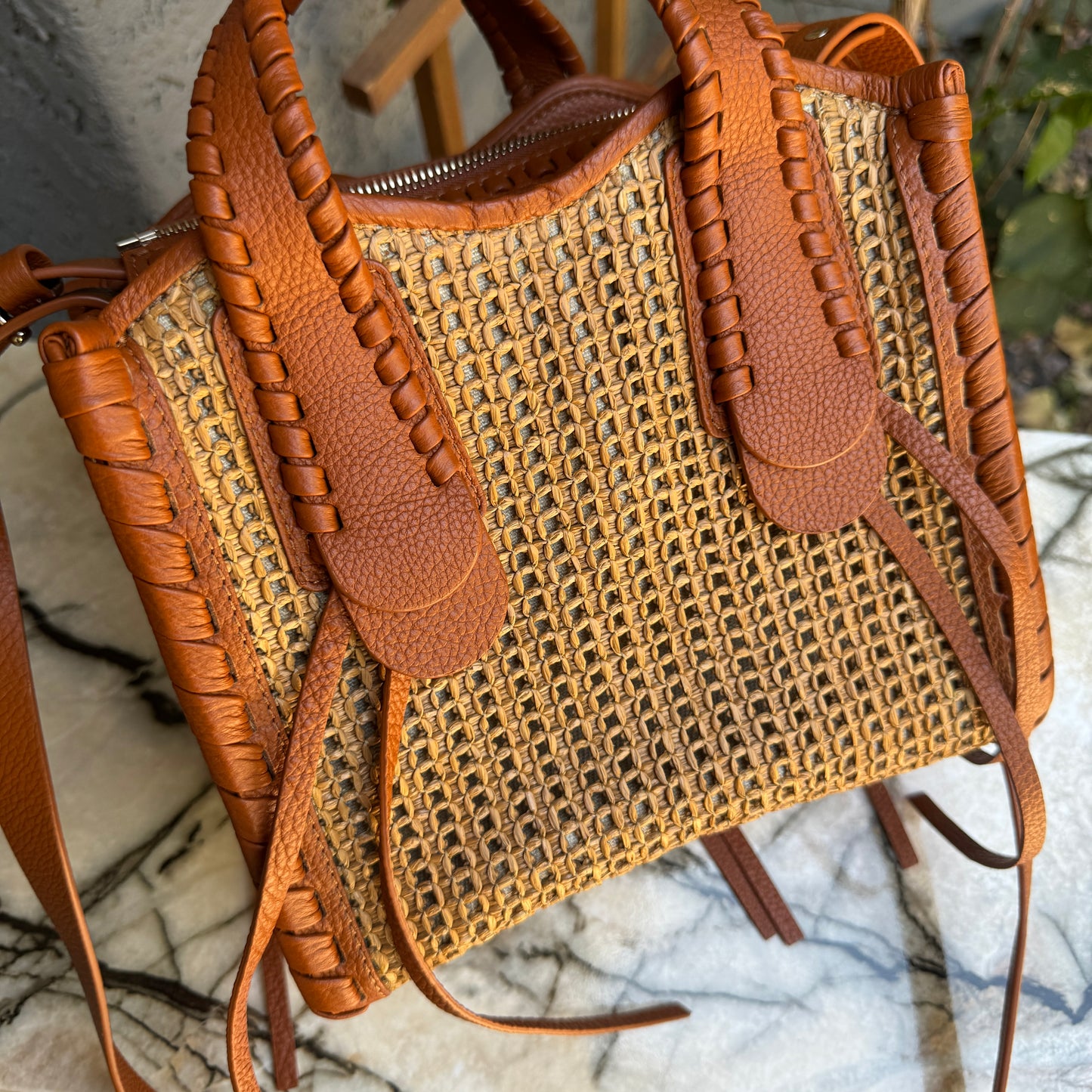 Chloé Mony Small Raffia Tote Crossbody