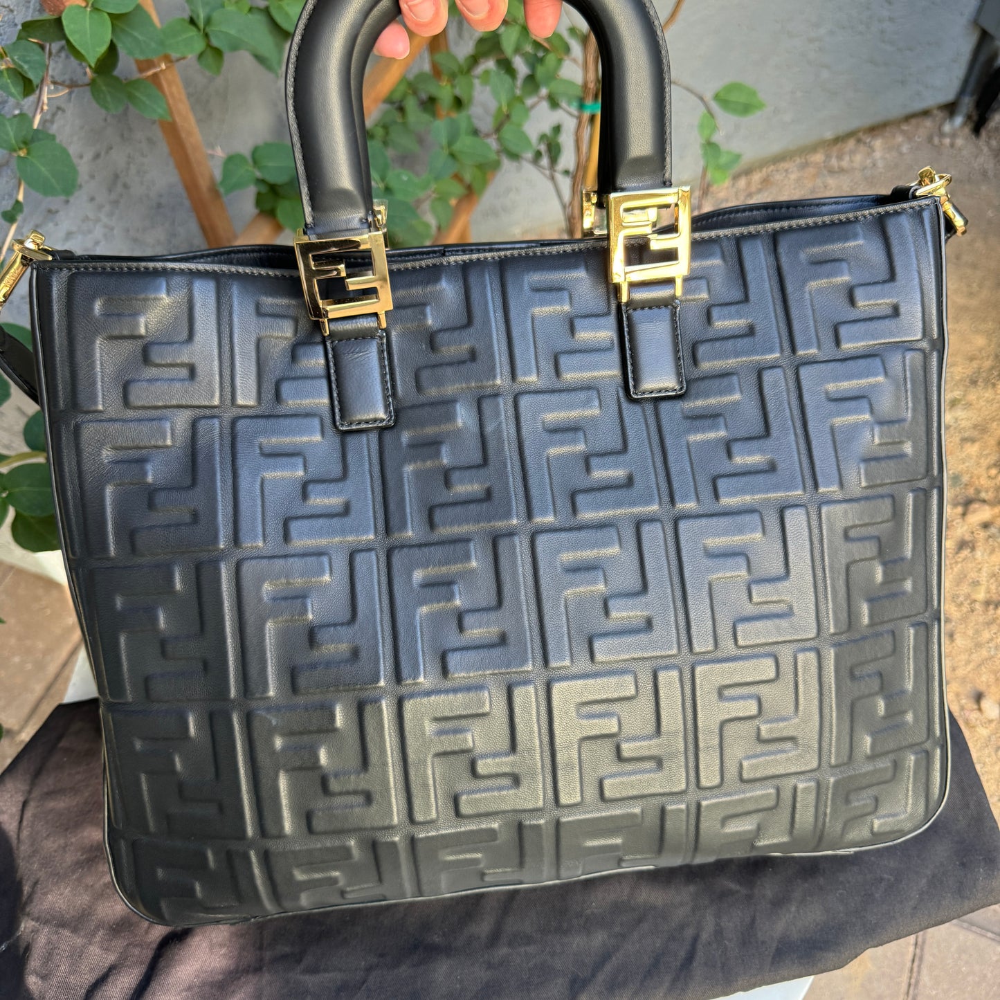 Fendi FF Embossed 1974 Leather Medium Tote