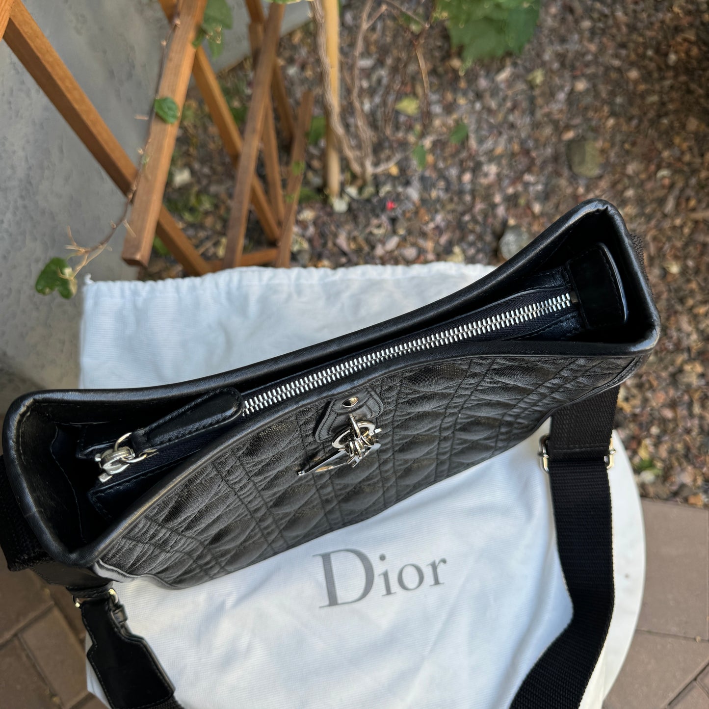 Christian Dior Panarea Cannage Quilt Canvas Crossbody