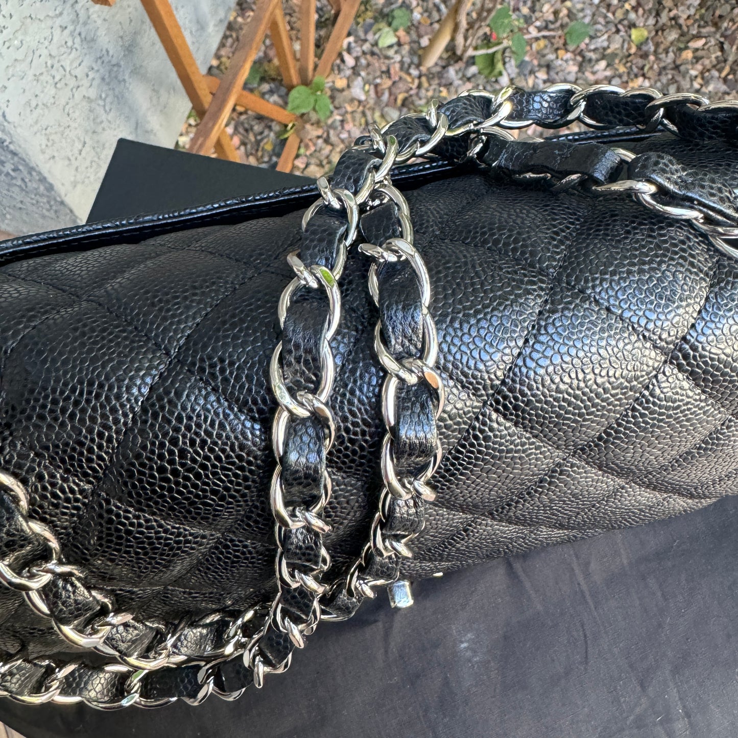 Chanel Caviar Leather Jumbo Single Flap Shoulder Bag