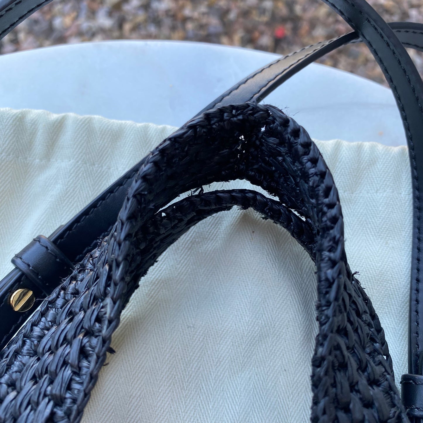 Loewe Mini Raffia Font Tote Crossbody