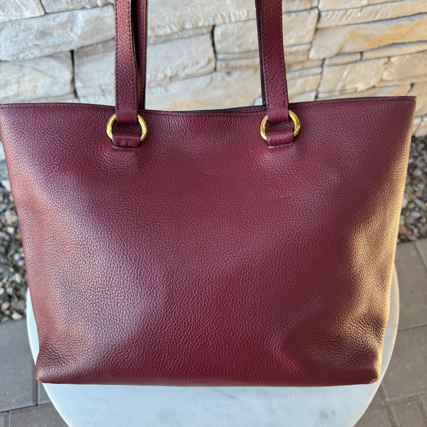 Prada Embossed Logo Leather Shoulder Bag