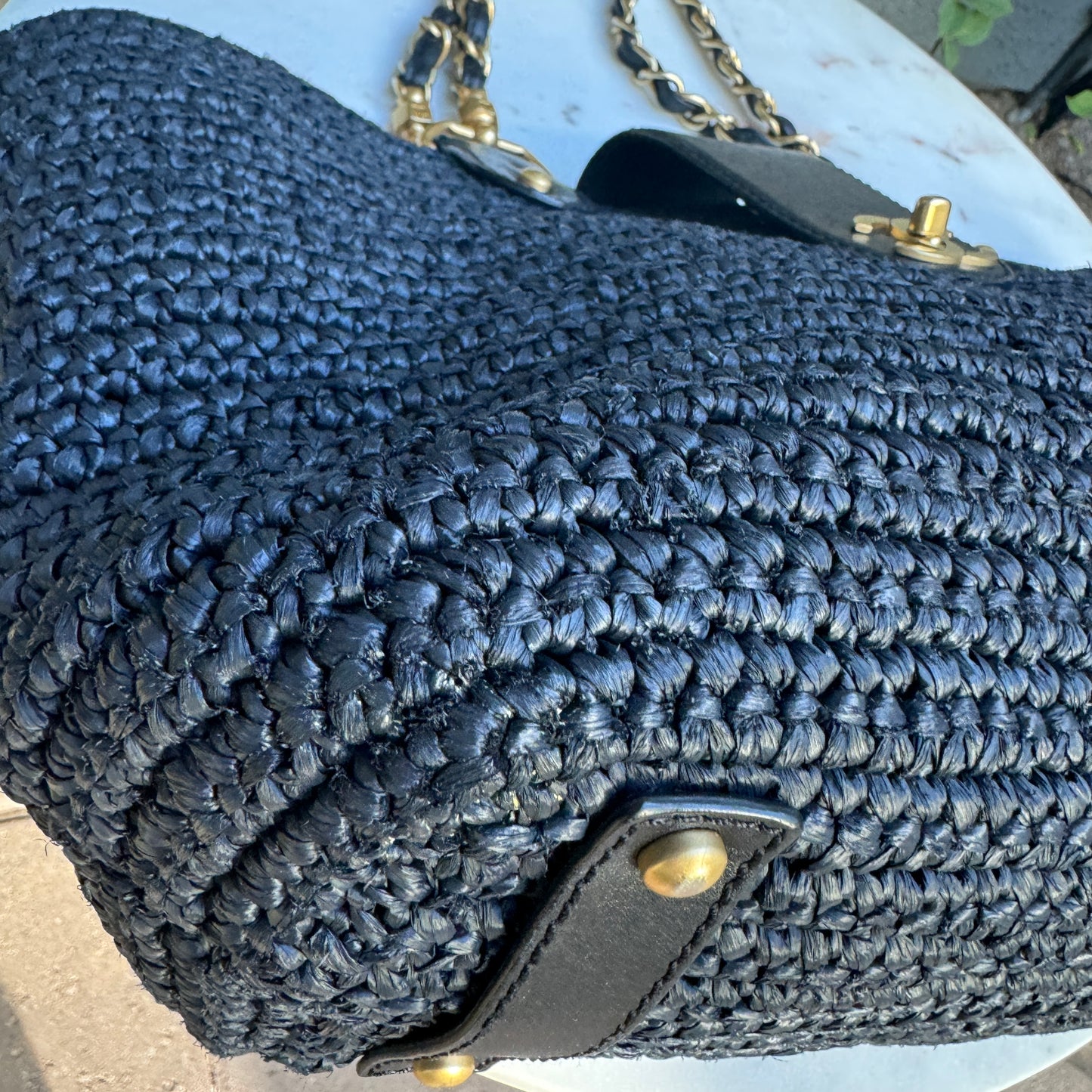 Chanel Raffia Chain Tote