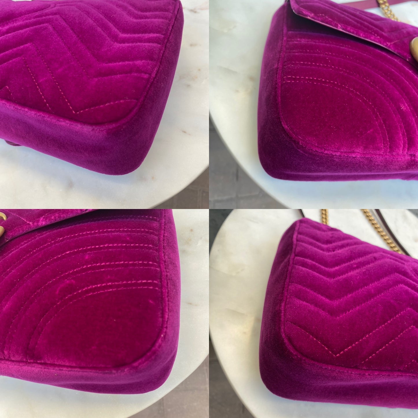 Gucci Velvet Matelasse Medium GG Marmont Shoulder Bag