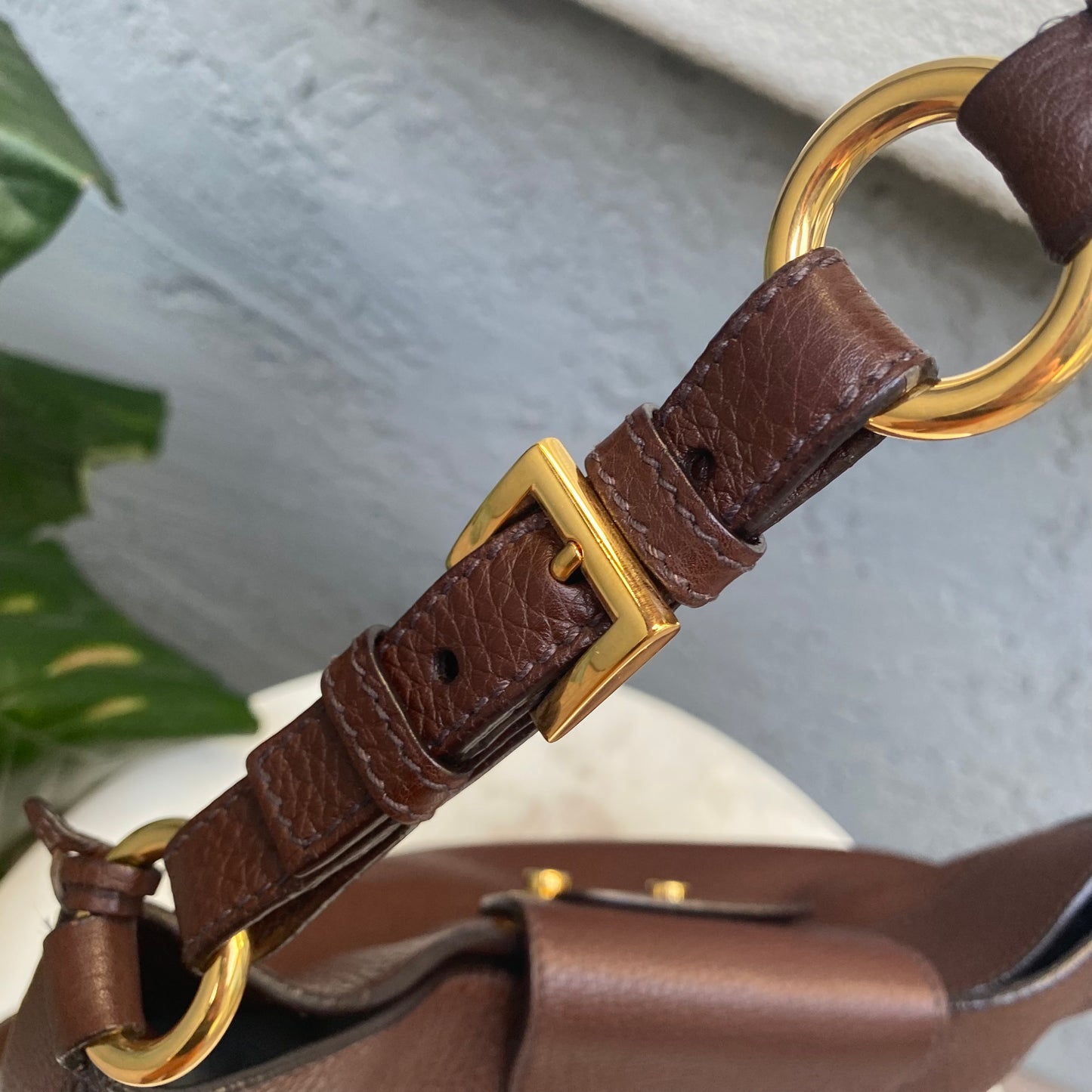 Prada Pushlock Hobo Vitello Daino Shoulder Bag