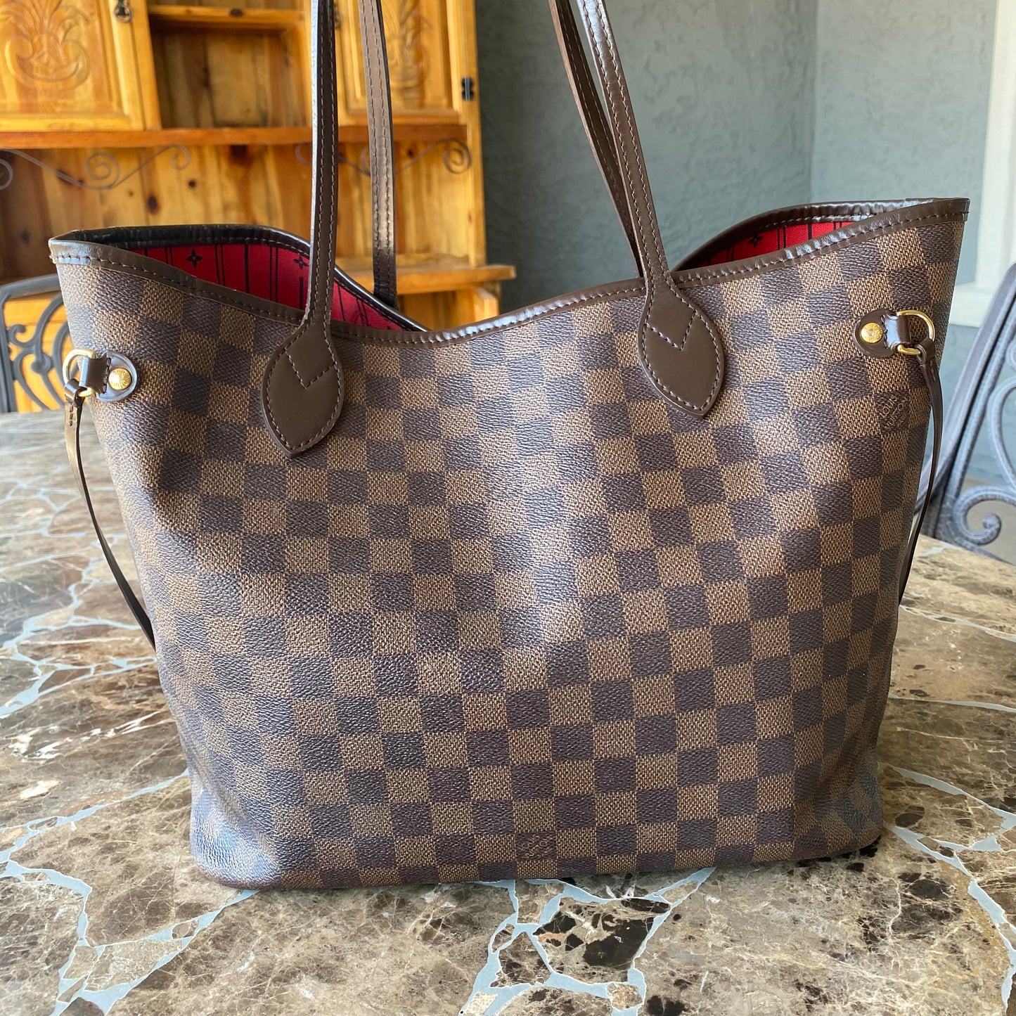 Louis Vuitton Damier Ebene Neverfull MM Tote