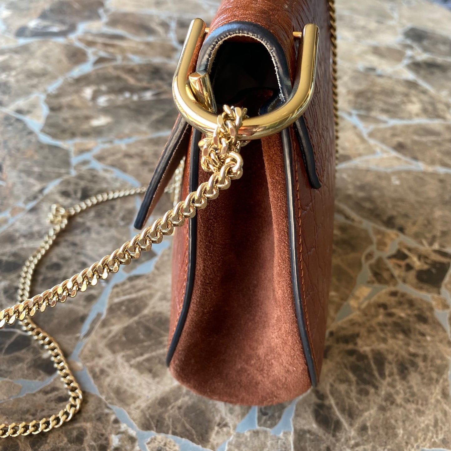 Chloe Drew Croc Embossed Leather Crossbody