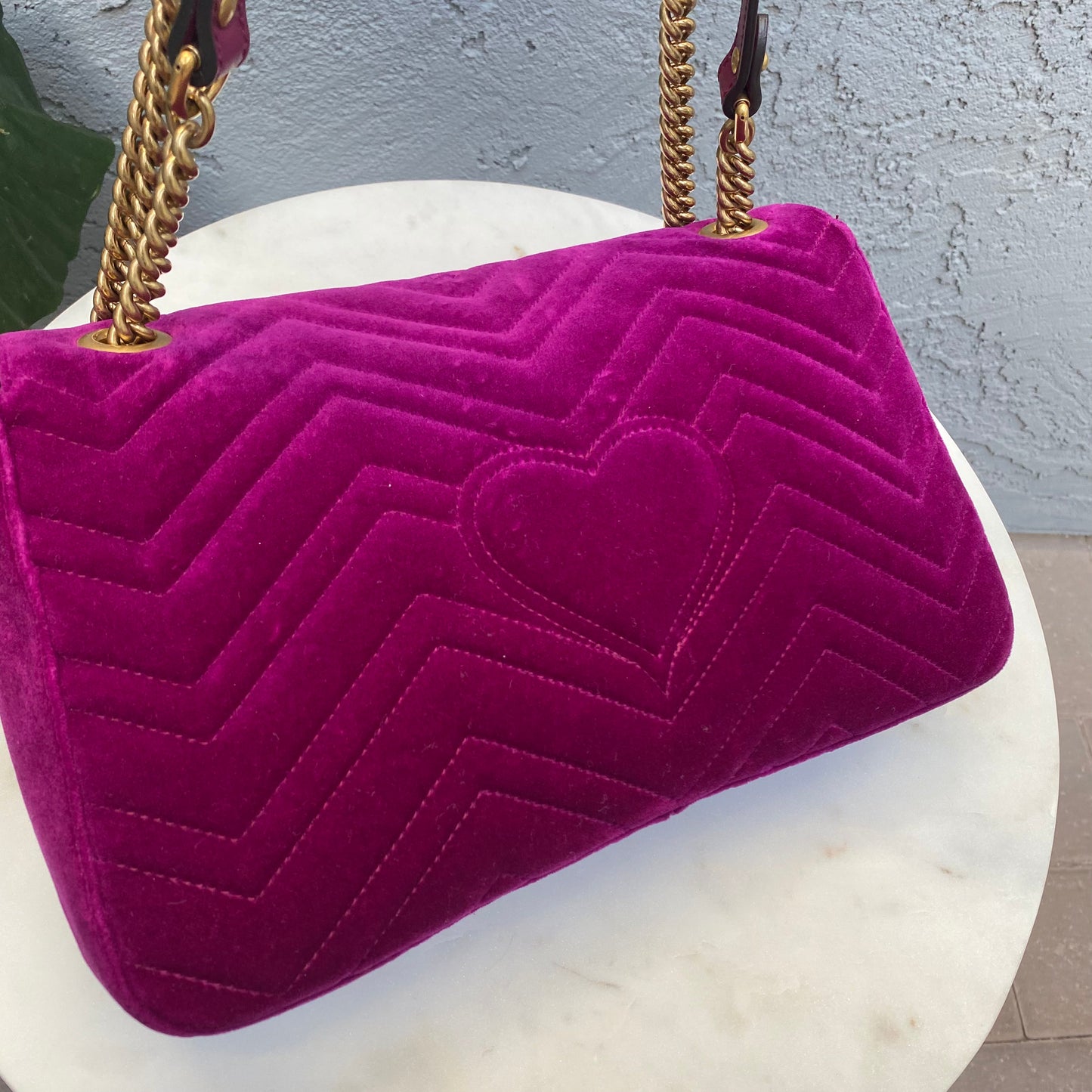 Gucci Velvet Matelasse Medium GG Marmont Shoulder Bag