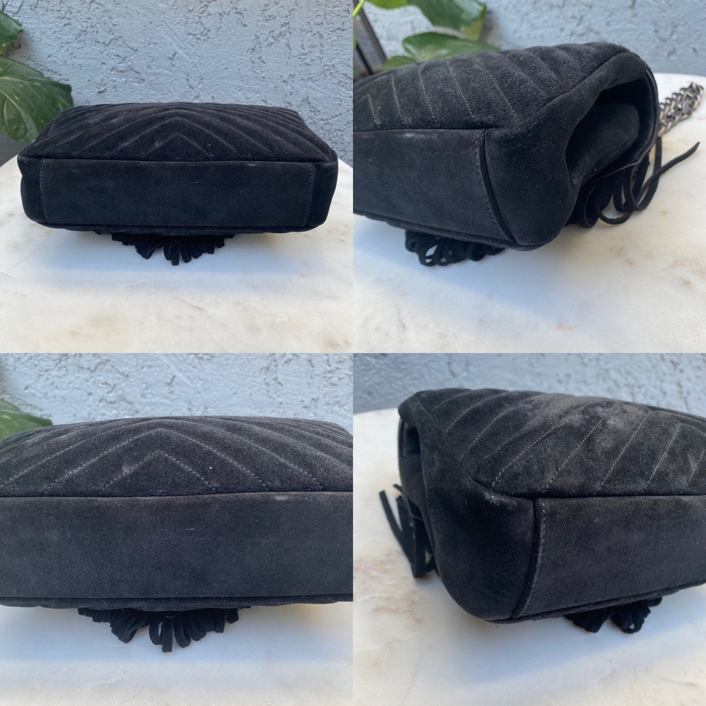 Saint Laurent Medium College Suede Fringe Shoulder Bag