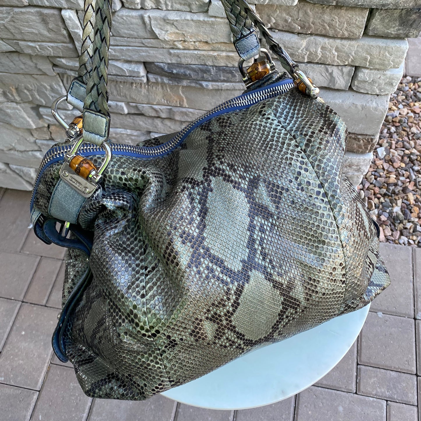 Gucci Python Large Bamboo Bar Bag