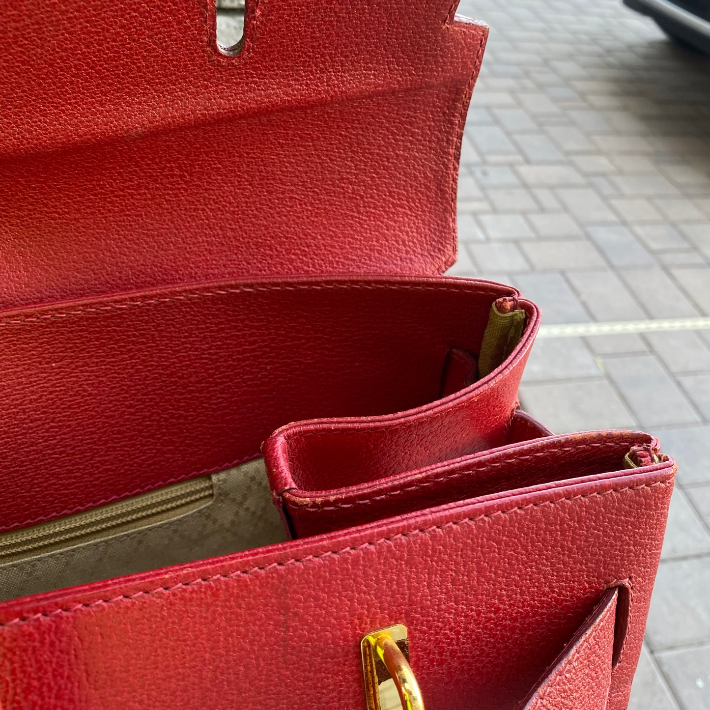 Gucci Large Leather Vintage Birkin Style Top Handle Bag