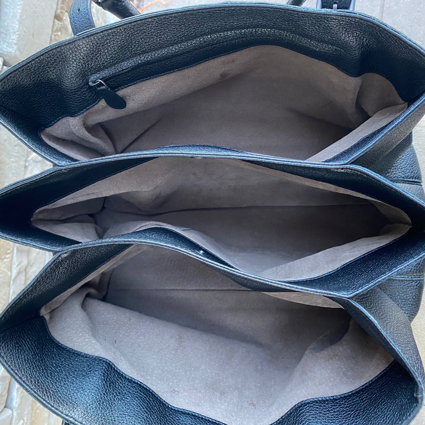 Bottega Veneta Roma Triple-Compartment Pebbled Leather Intrecciato Tote Bag