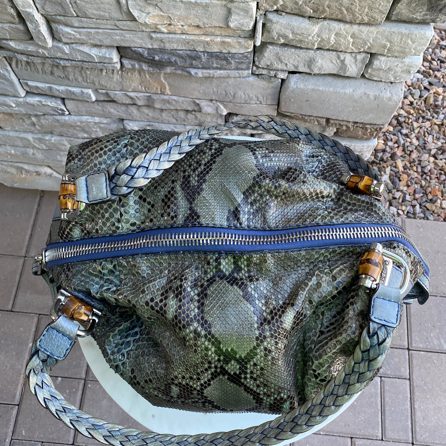 Gucci Python Large Bamboo Bar Bag