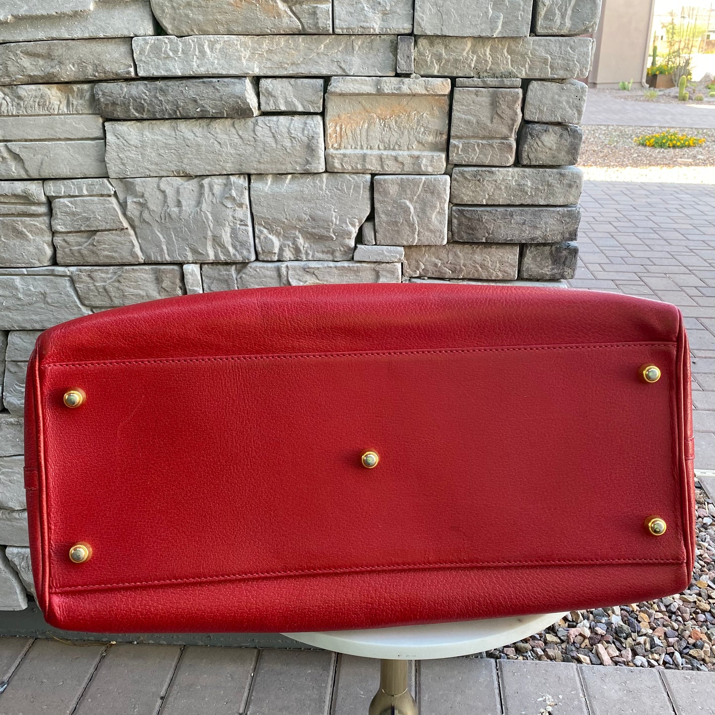 Gucci Large Leather Vintage Birkin Style Top Handle Bag