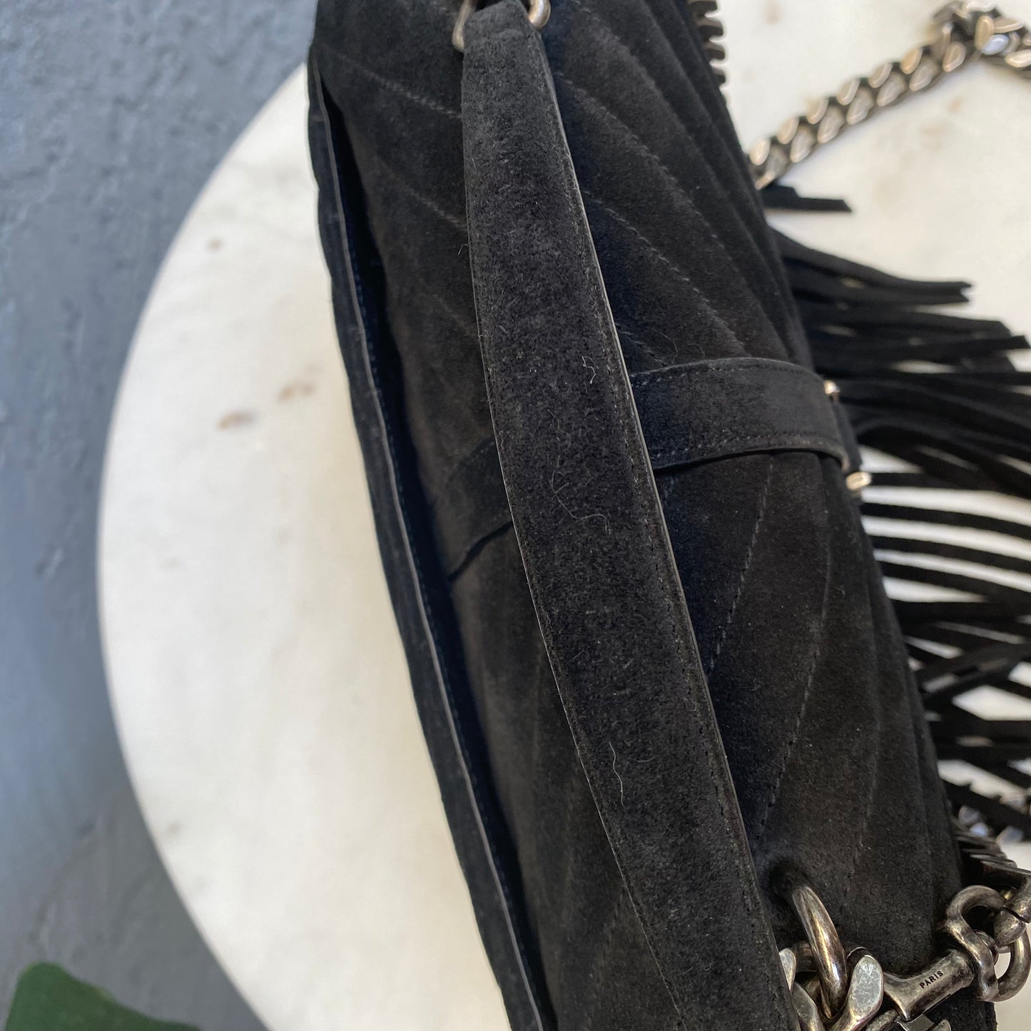 Saint Laurent Medium College Suede Fringe Shoulder Bag