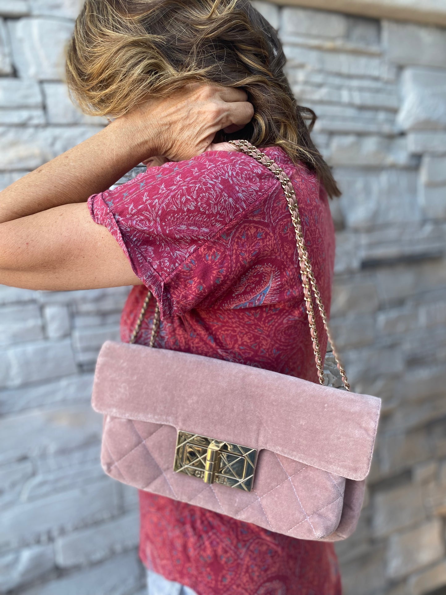 Chanel Giant Reissue Pink Velvet Single Flap Shoulder Bag