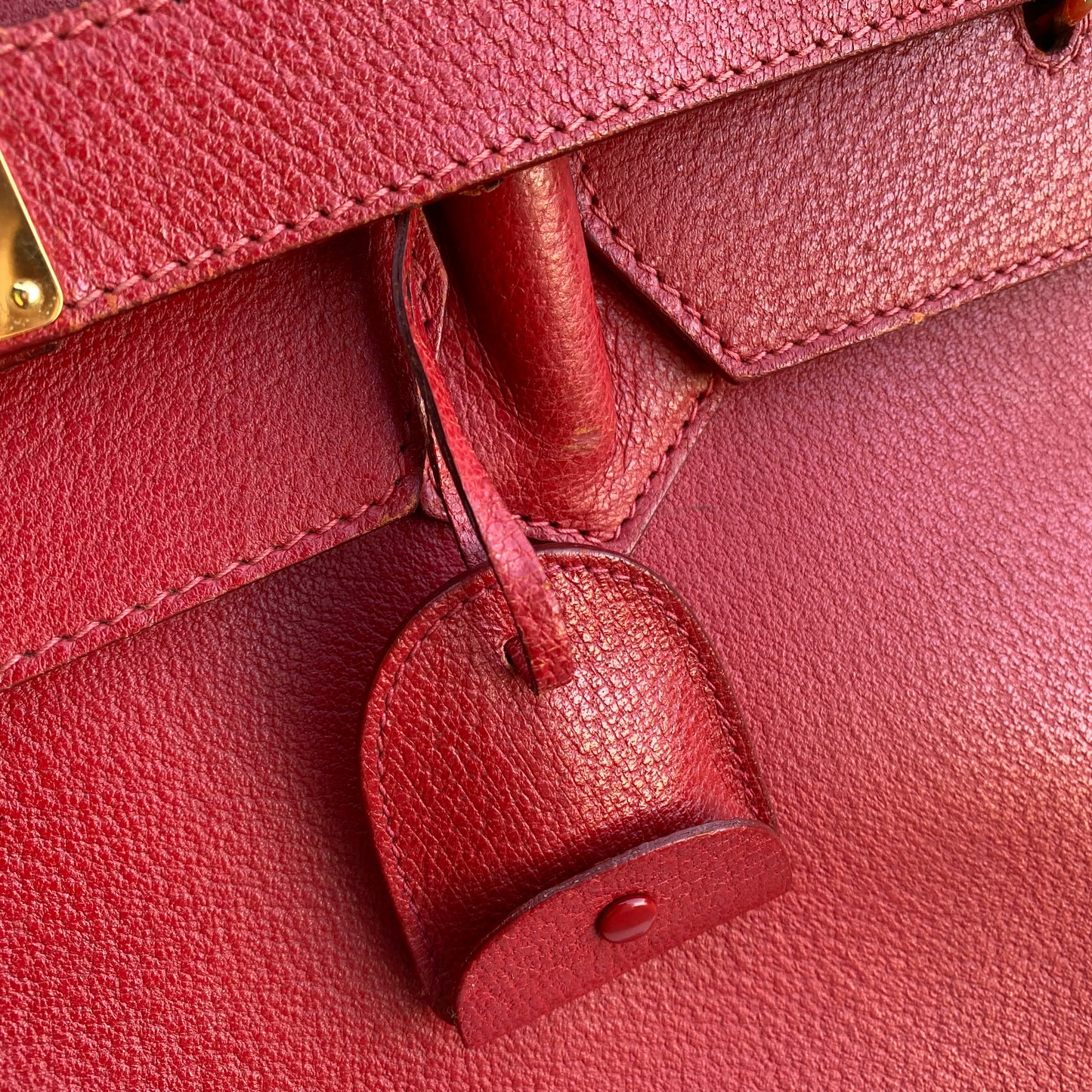 Gucci Large Leather Vintage Birkin Style Top Handle Bag
