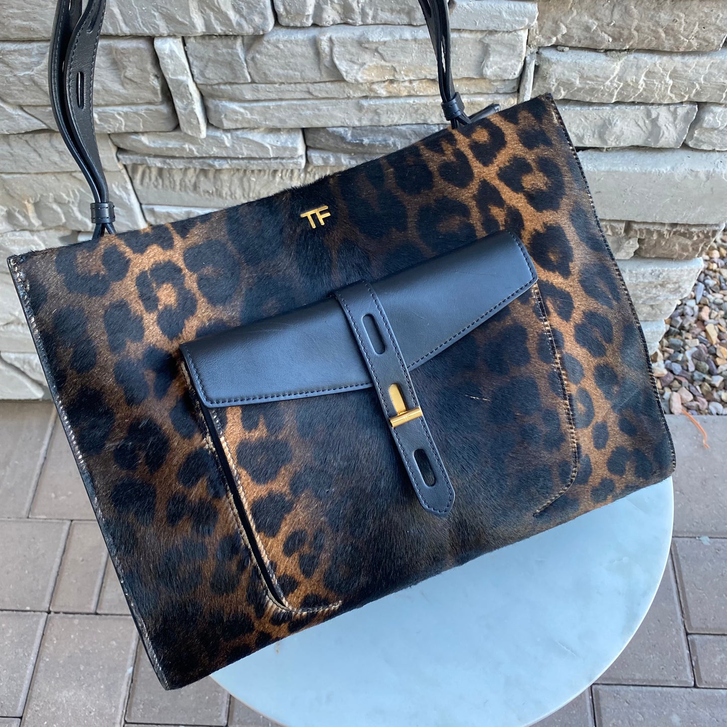 Tom Ford Rialto Leopard Top Handle Tote