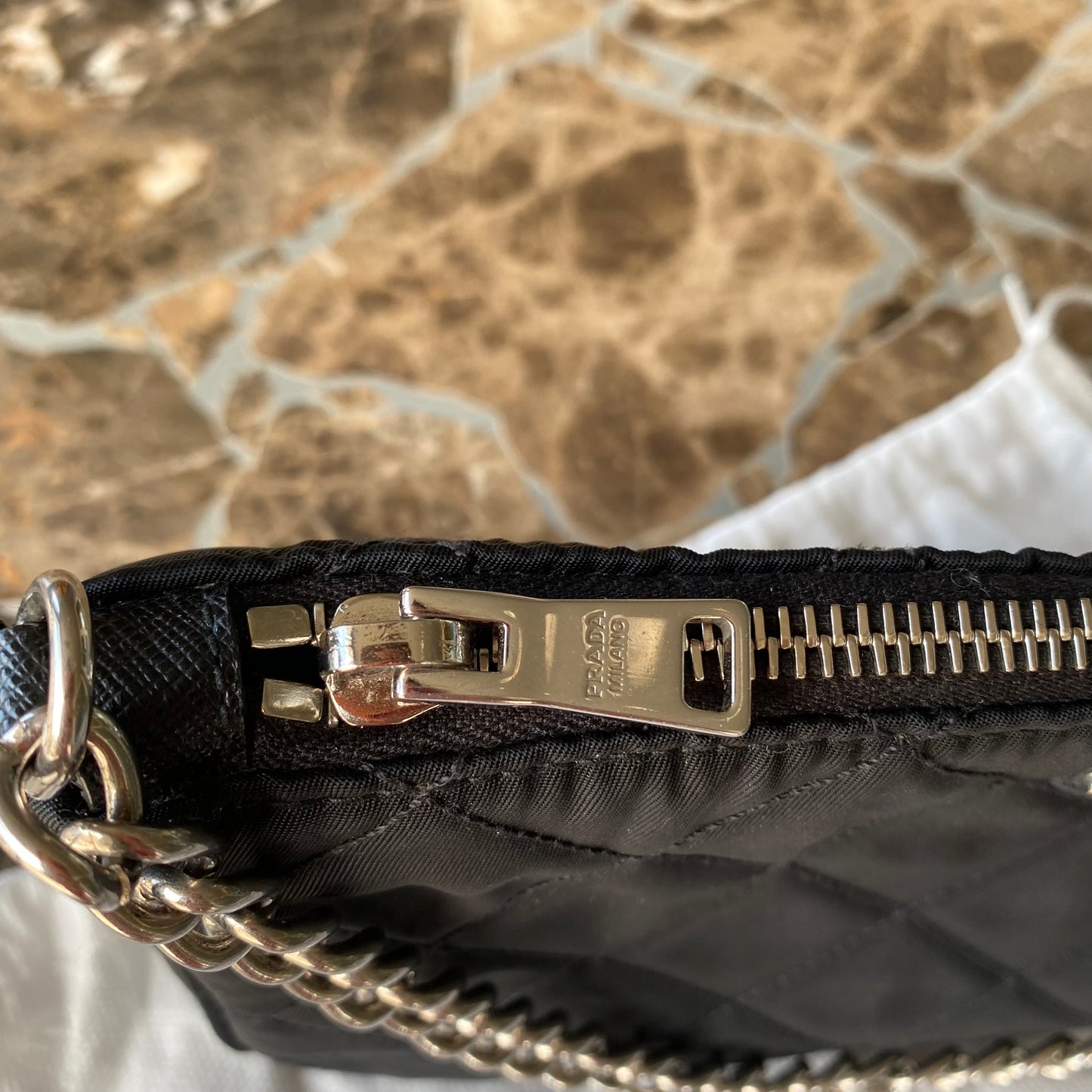 Prada Nylon Quilted Convertible Chain Crossbody