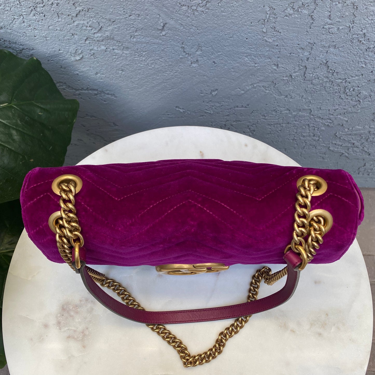 Gucci Velvet Matelasse Medium GG Marmont Shoulder Bag