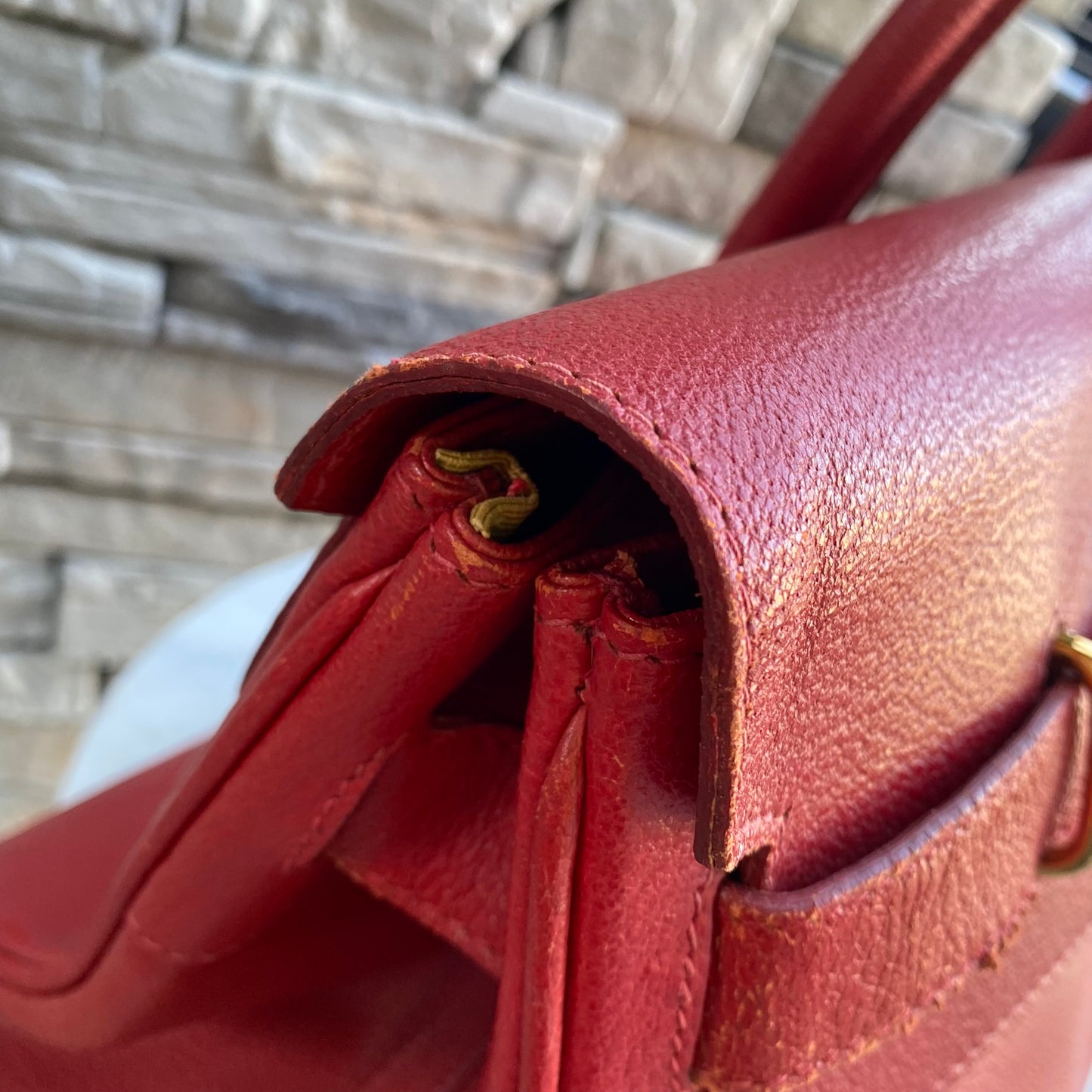 Gucci Large Leather Vintage Birkin Style Top Handle Bag
