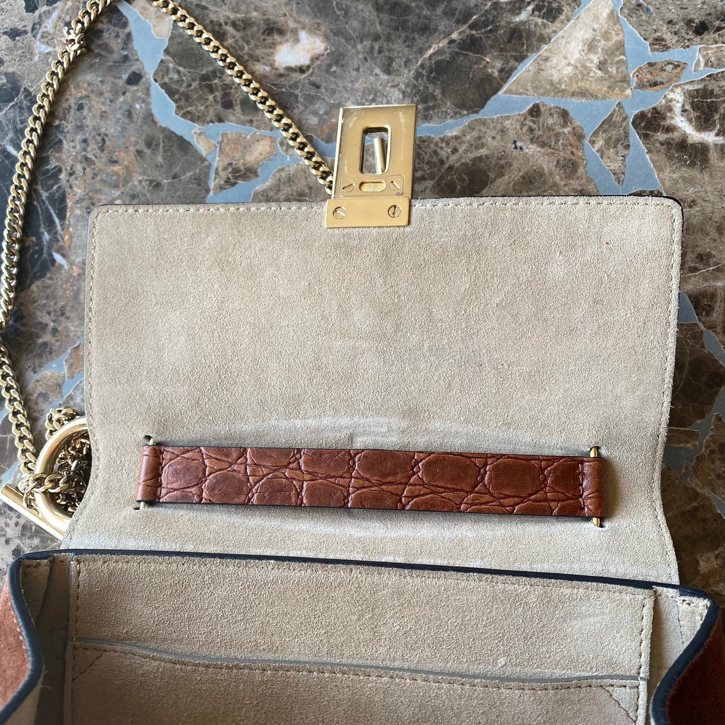 Chloe Drew Croc Embossed Leather Crossbody