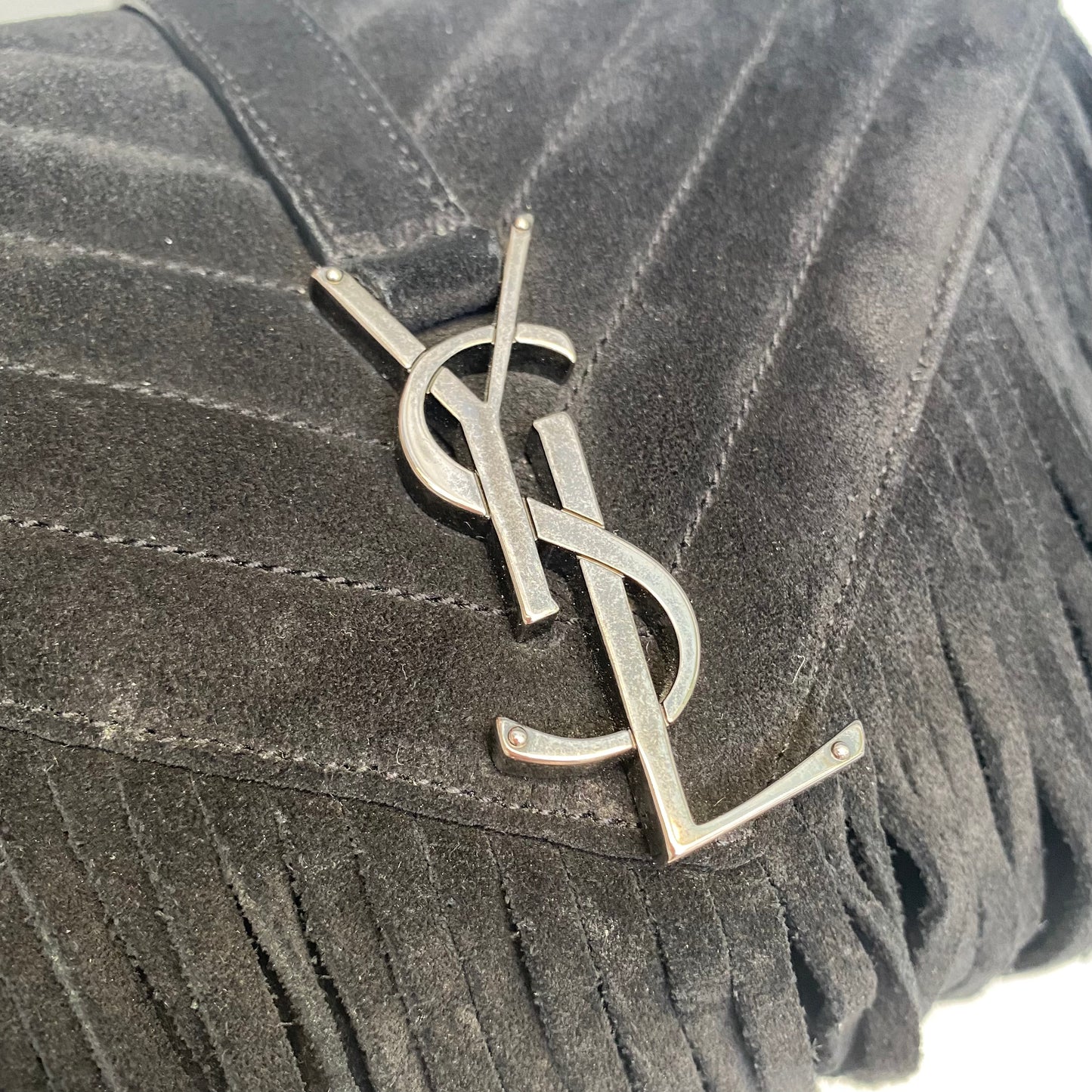Saint Laurent Medium College Suede Fringe Shoulder Bag