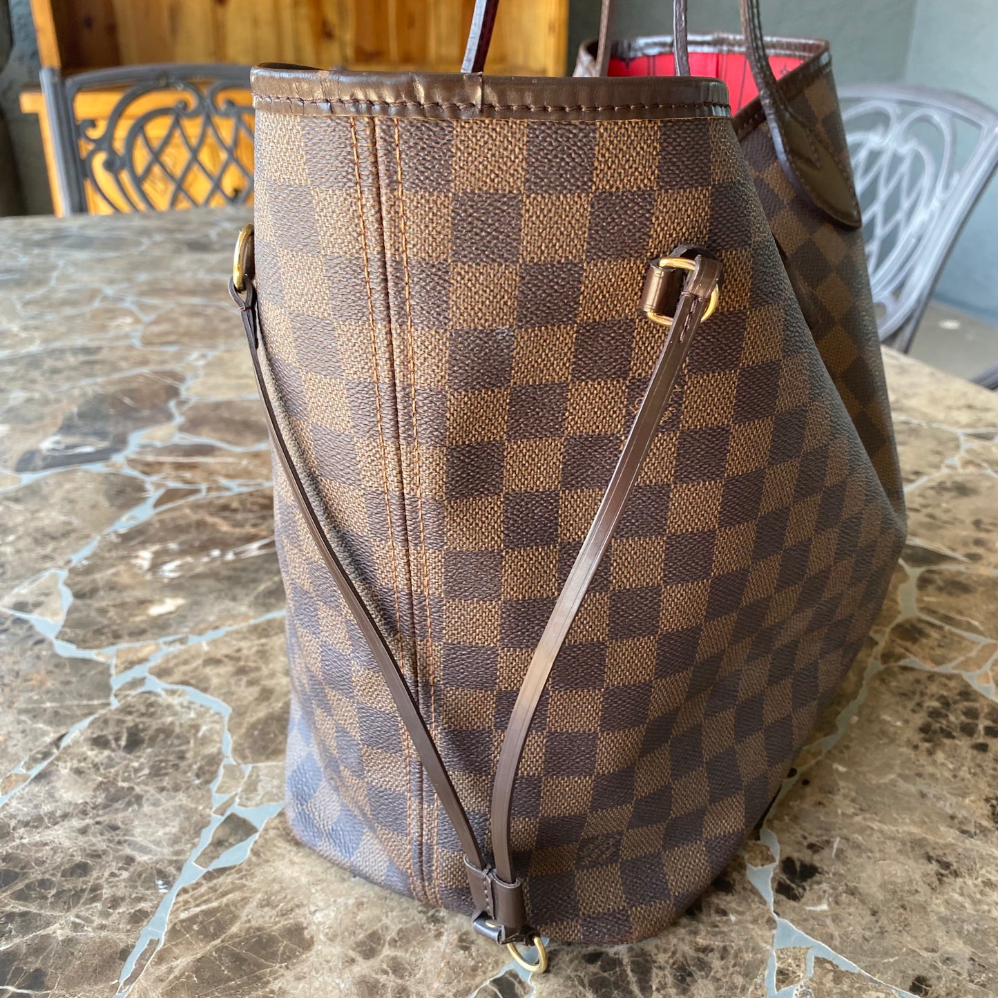 Louis Vuitton Damier Ebene Neverfull MM Tote