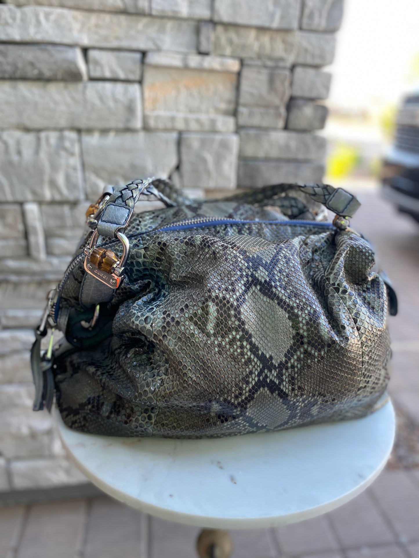 Gucci Python Large Bamboo Bar Bag
