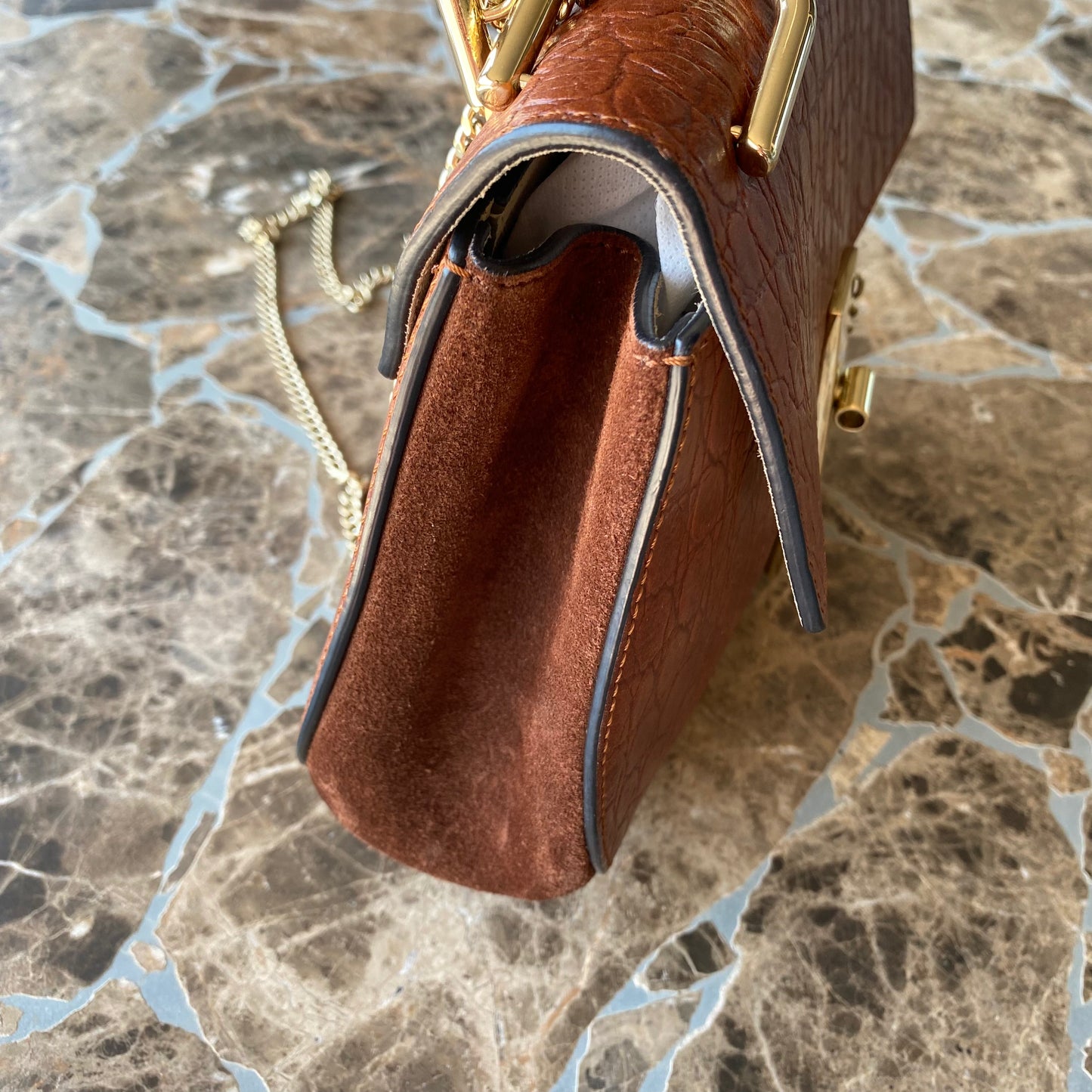 Chloe Drew Croc Embossed Leather Crossbody