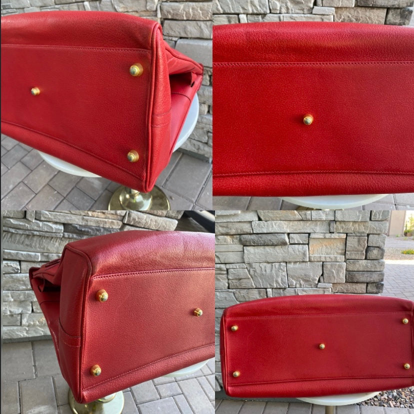 Gucci Large Leather Vintage Birkin Style Top Handle Bag