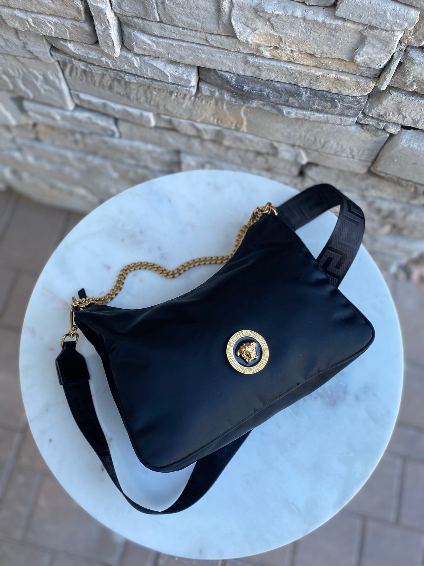 Versace Medusa Nylon Tribute Chain Shoulder Bag