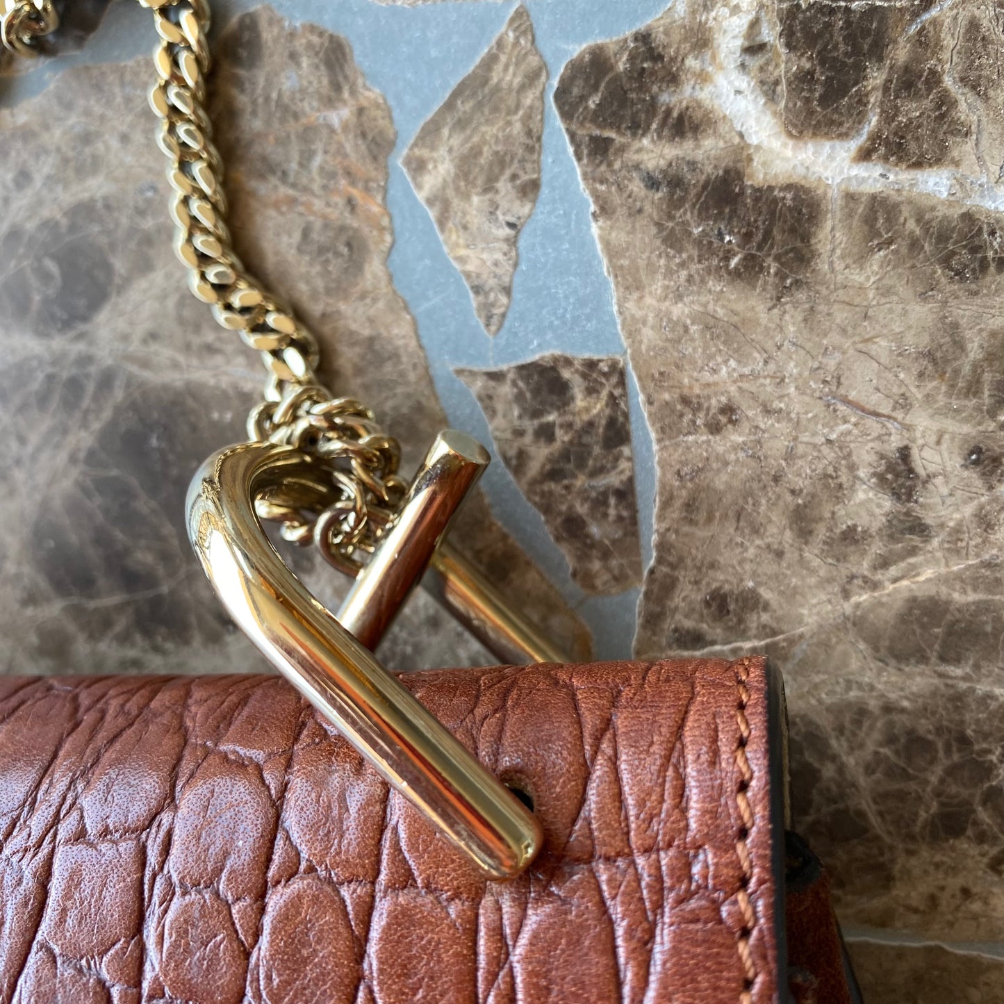 Chloe Drew Croc Embossed Leather Crossbody