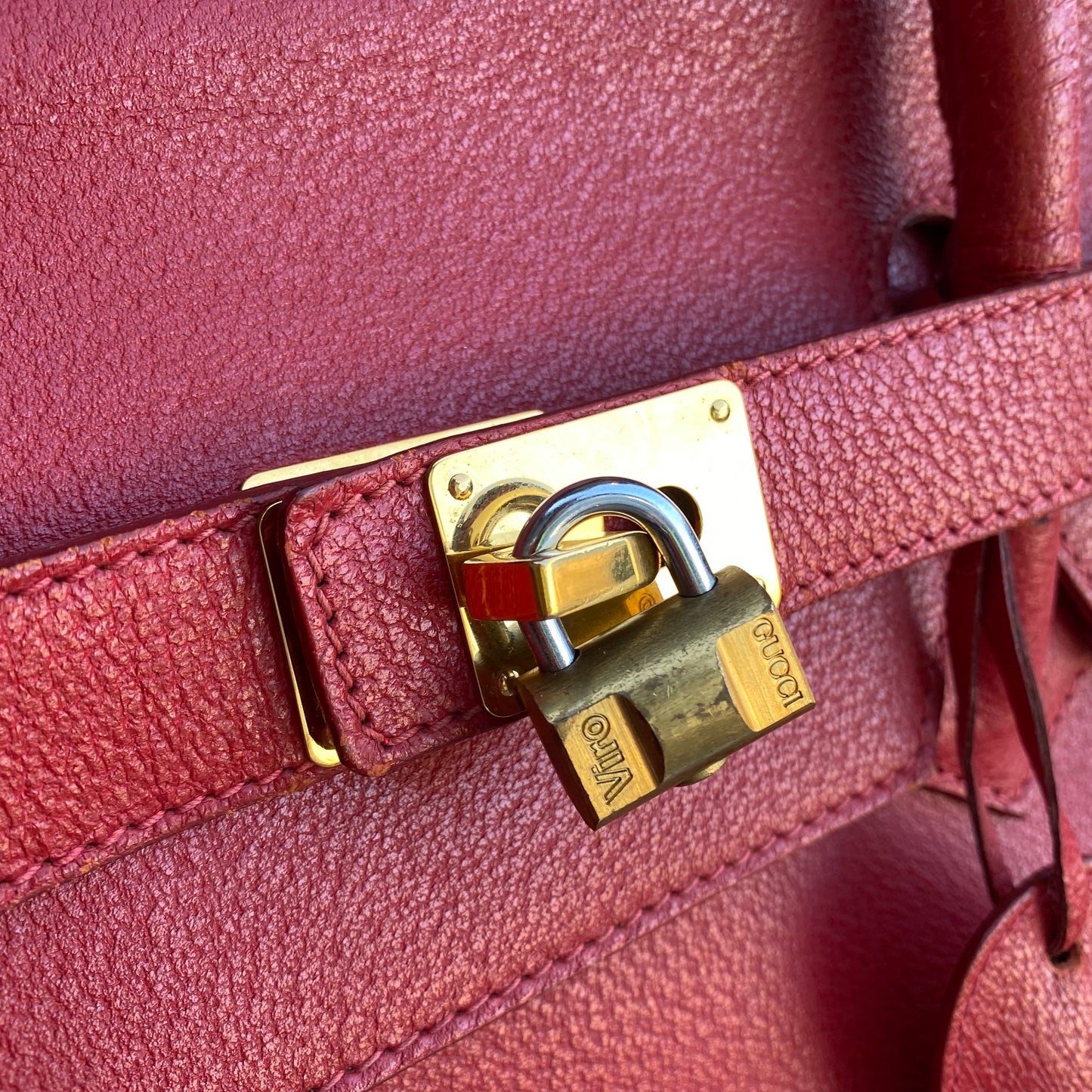 Gucci Large Leather Vintage Birkin Style Top Handle Bag