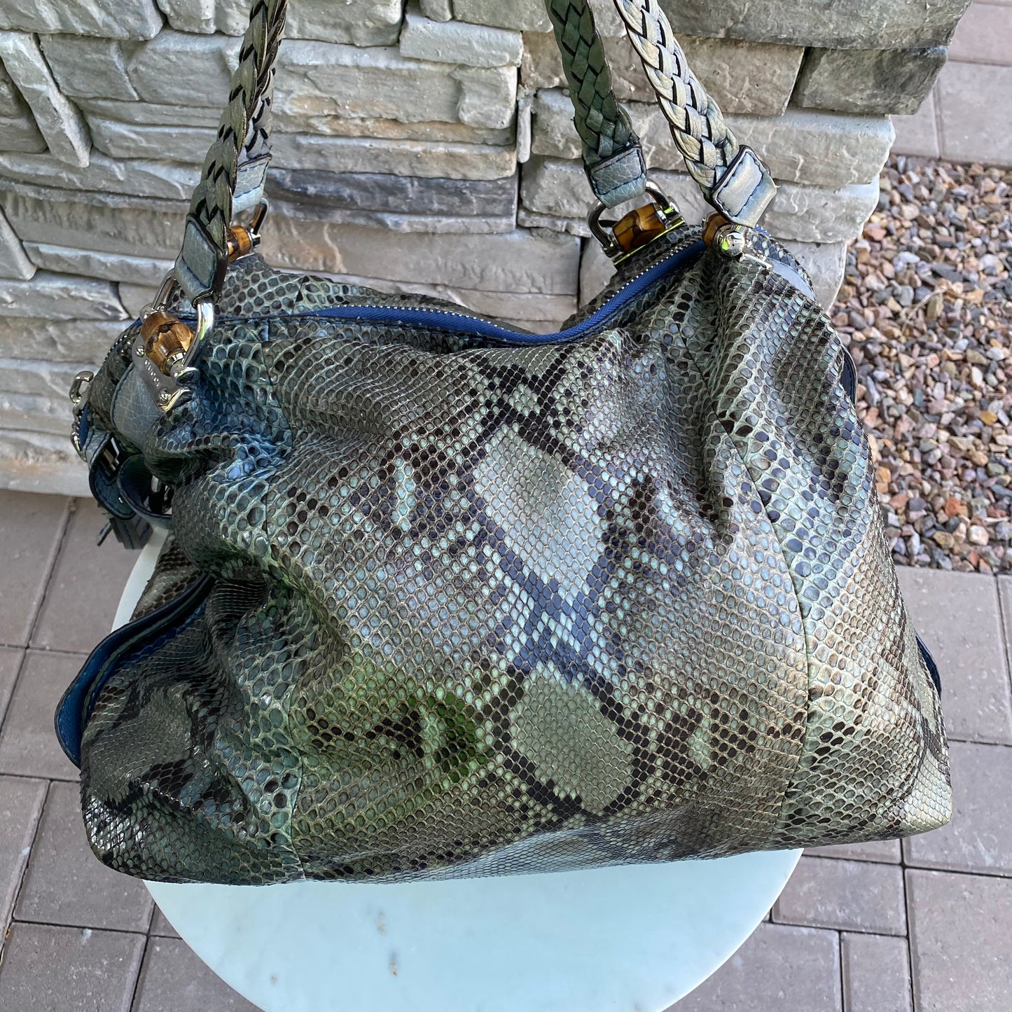 Gucci Python Large Bamboo Bar Bag