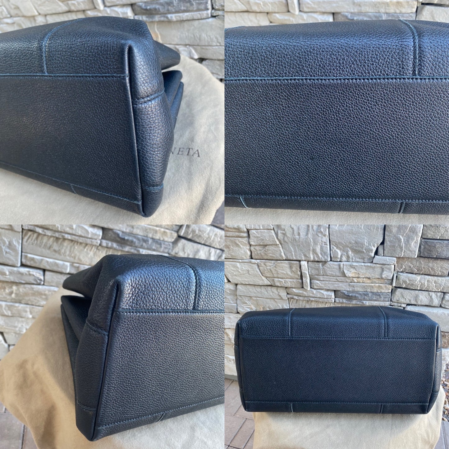 Bottega Veneta Roma Triple-Compartment Pebbled Leather Intrecciato Tote Bag