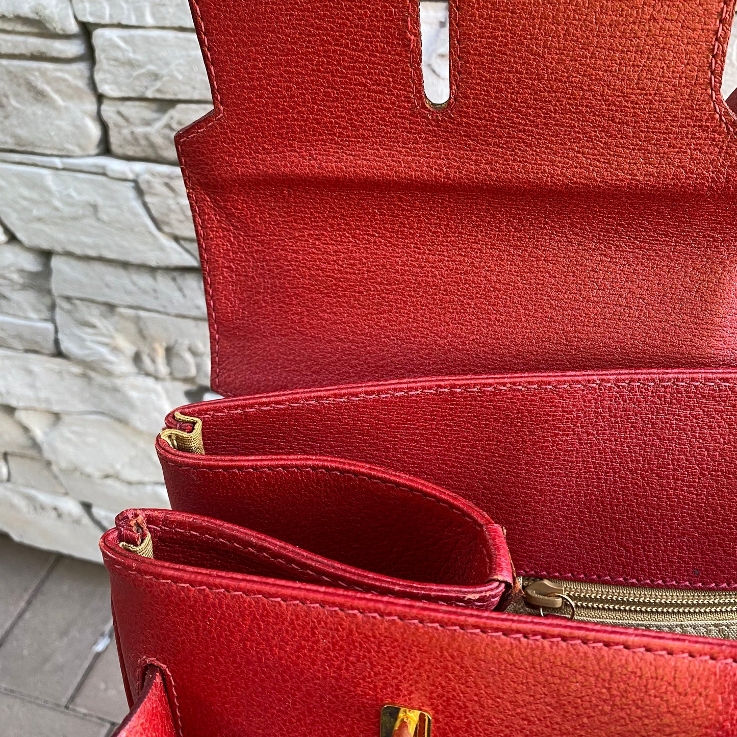 Gucci Large Leather Vintage Birkin Style Top Handle Bag