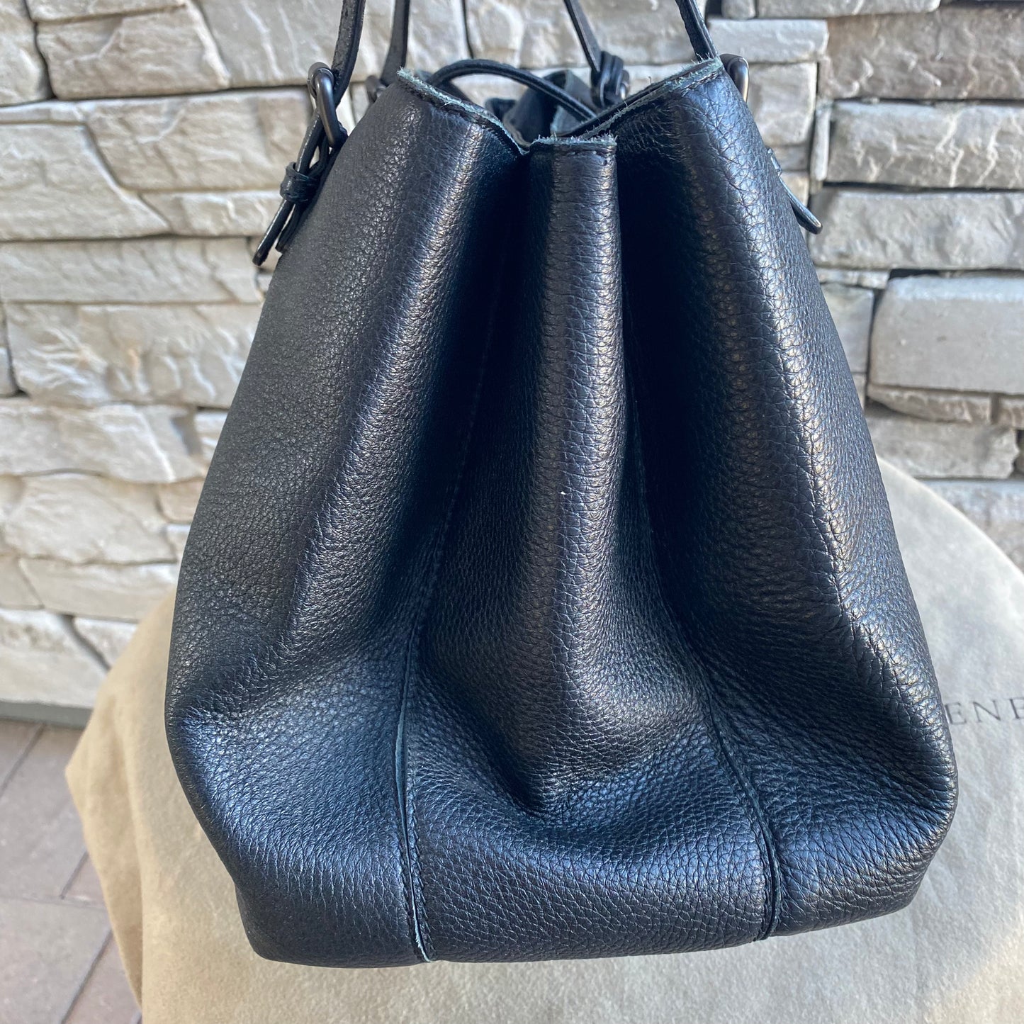 Bottega Veneta Roma Triple-Compartment Pebbled Leather Intrecciato Tote Bag