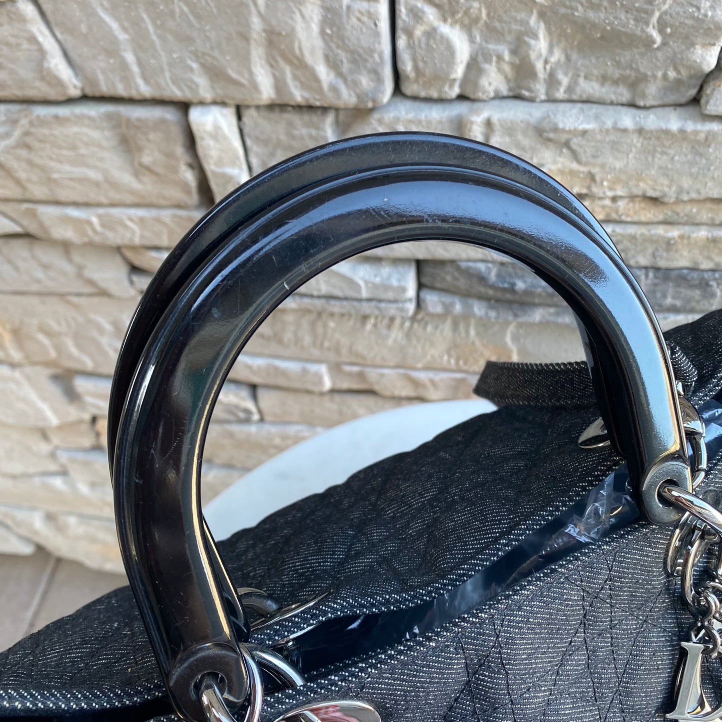 Christian Dior Denim Cannage Large Soft Lady Dior Tote