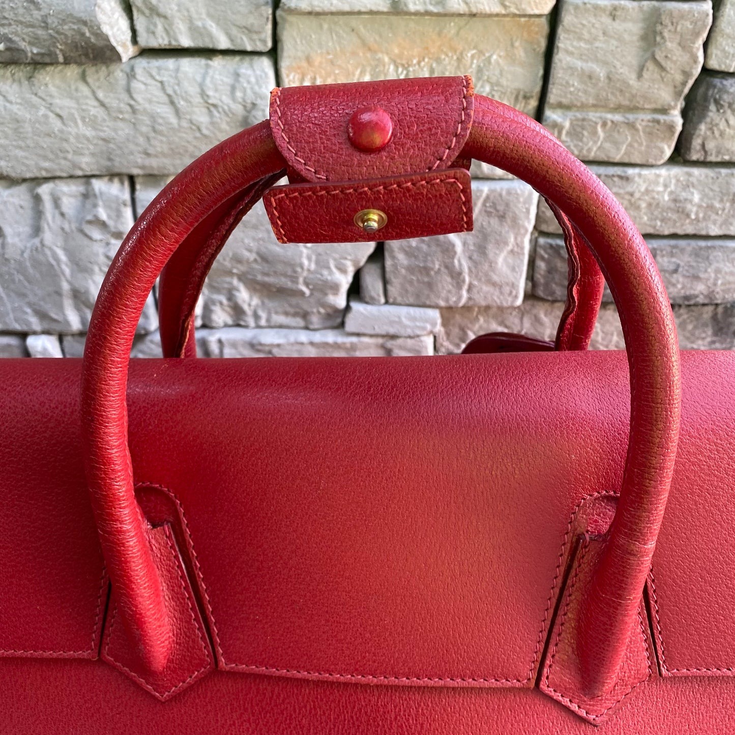 Gucci Large Leather Vintage Birkin Style Top Handle Bag