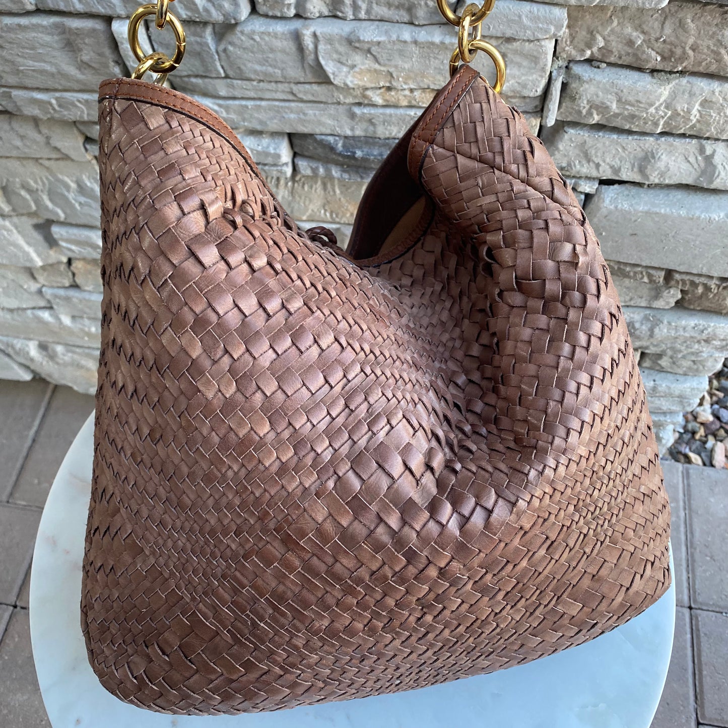 Salvatore Ferragamo Woven Leather Large Ceyla Hobo