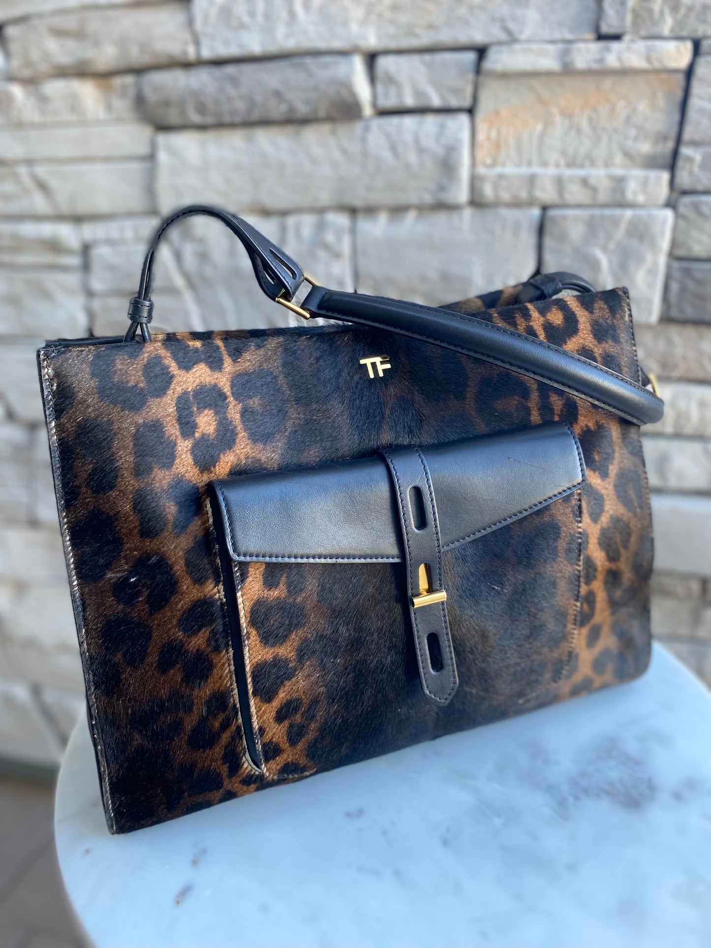 Tom Ford Rialto Leopard Top Handle Tote