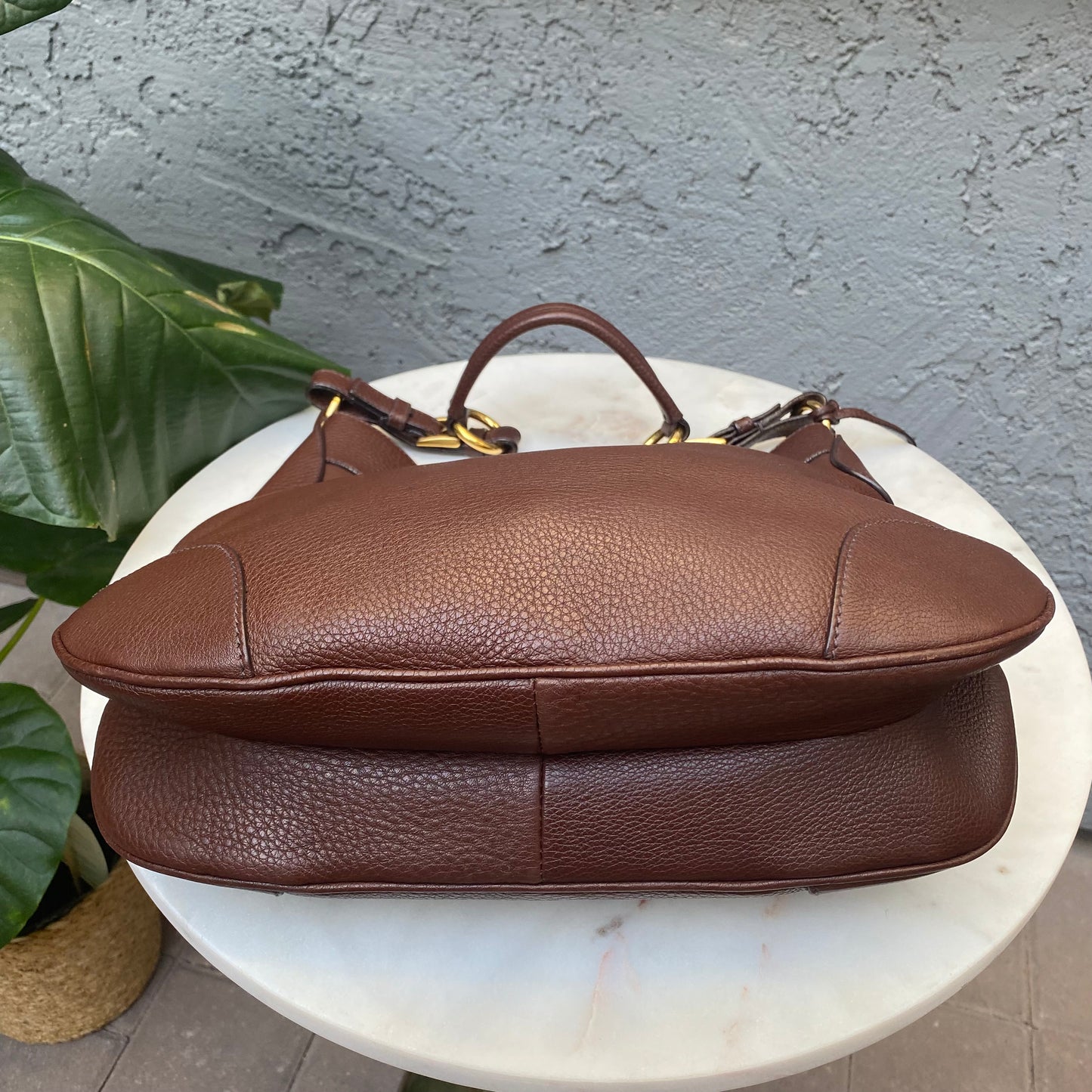 Prada Pushlock Hobo Vitello Daino Shoulder Bag