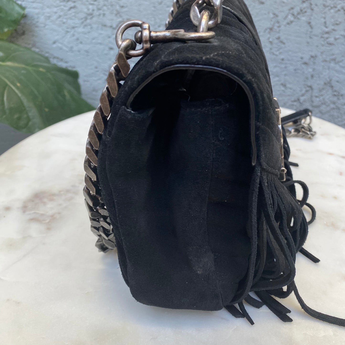 Saint Laurent Medium College Suede Fringe Shoulder Bag
