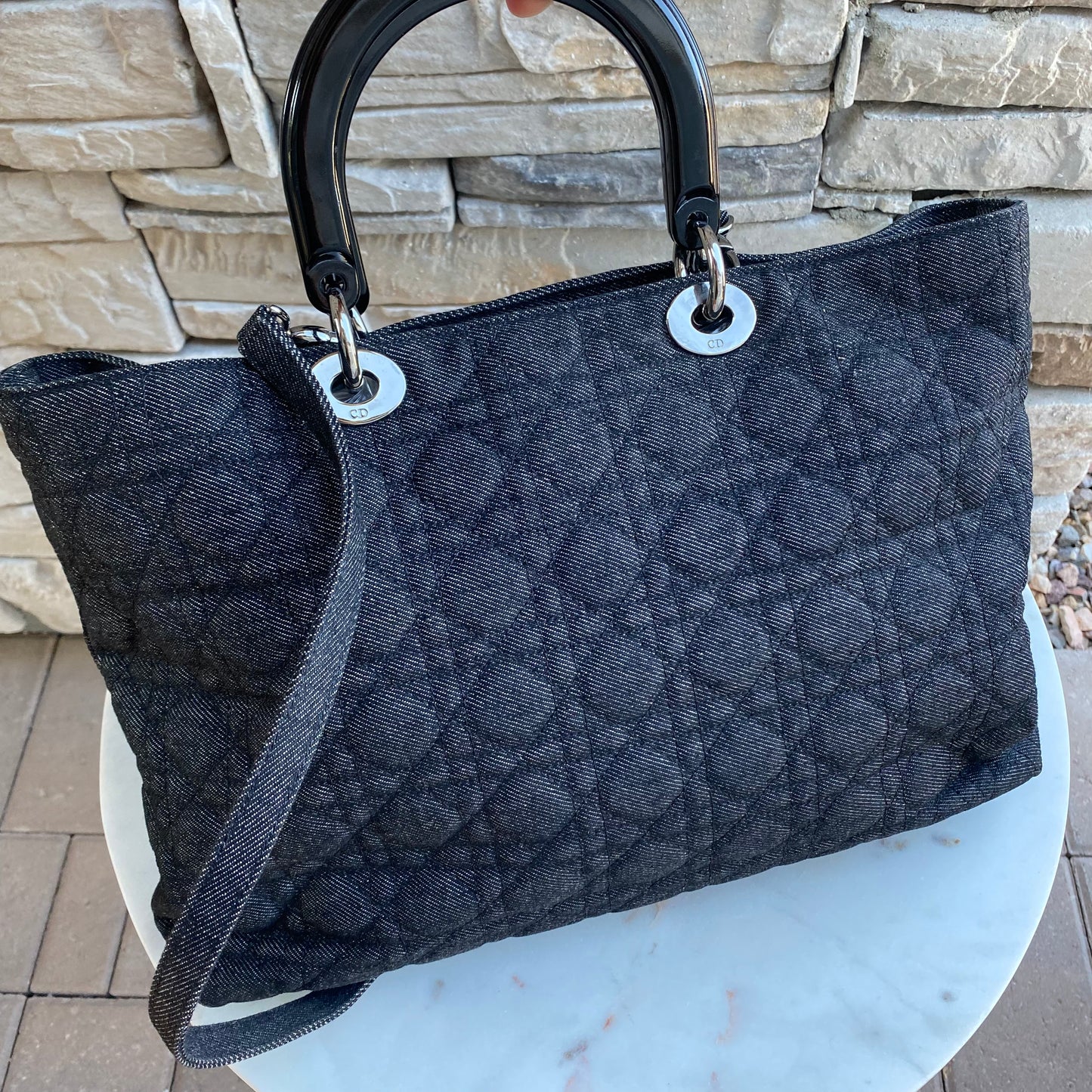 Christian Dior Denim Cannage Large Soft Lady Dior Tote