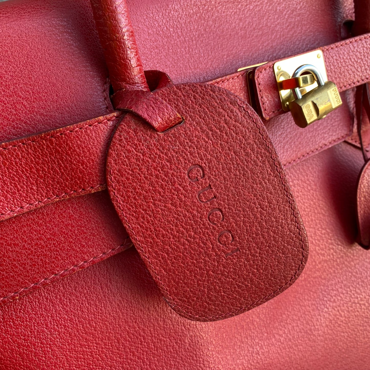 Gucci Large Leather Vintage Birkin Style Top Handle Bag