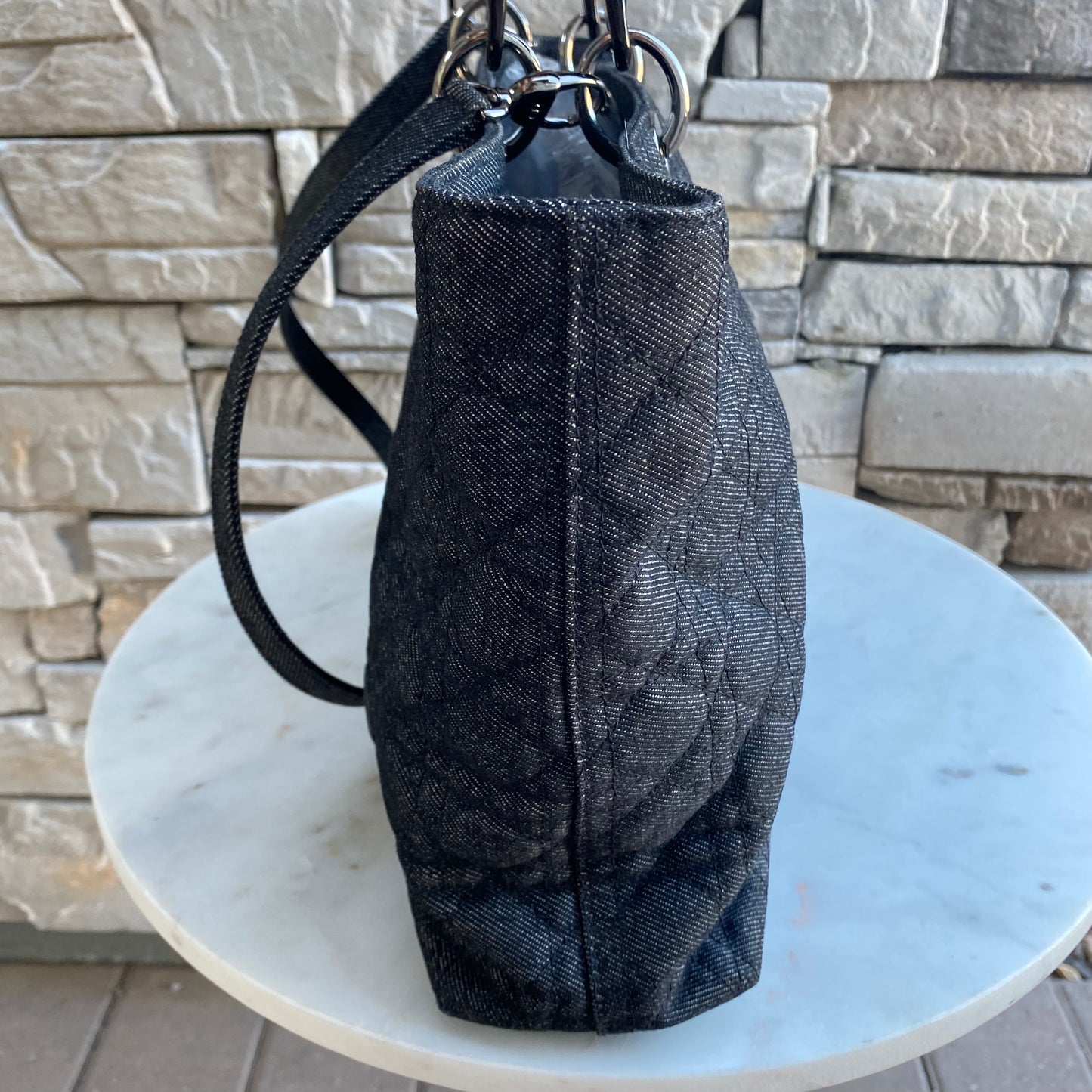 Christian Dior Denim Cannage Large Soft Lady Dior Tote