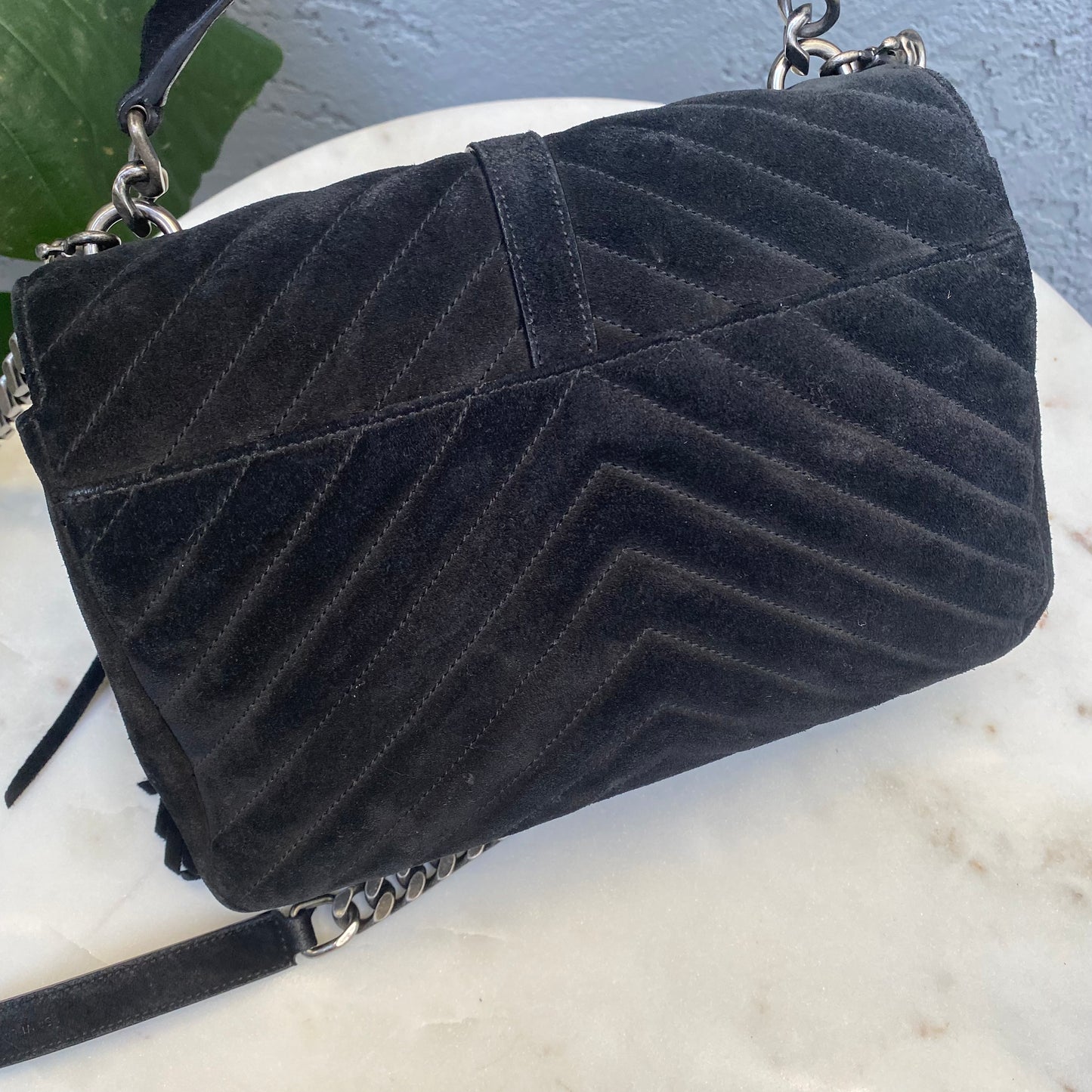 Saint Laurent Medium College Suede Fringe Shoulder Bag
