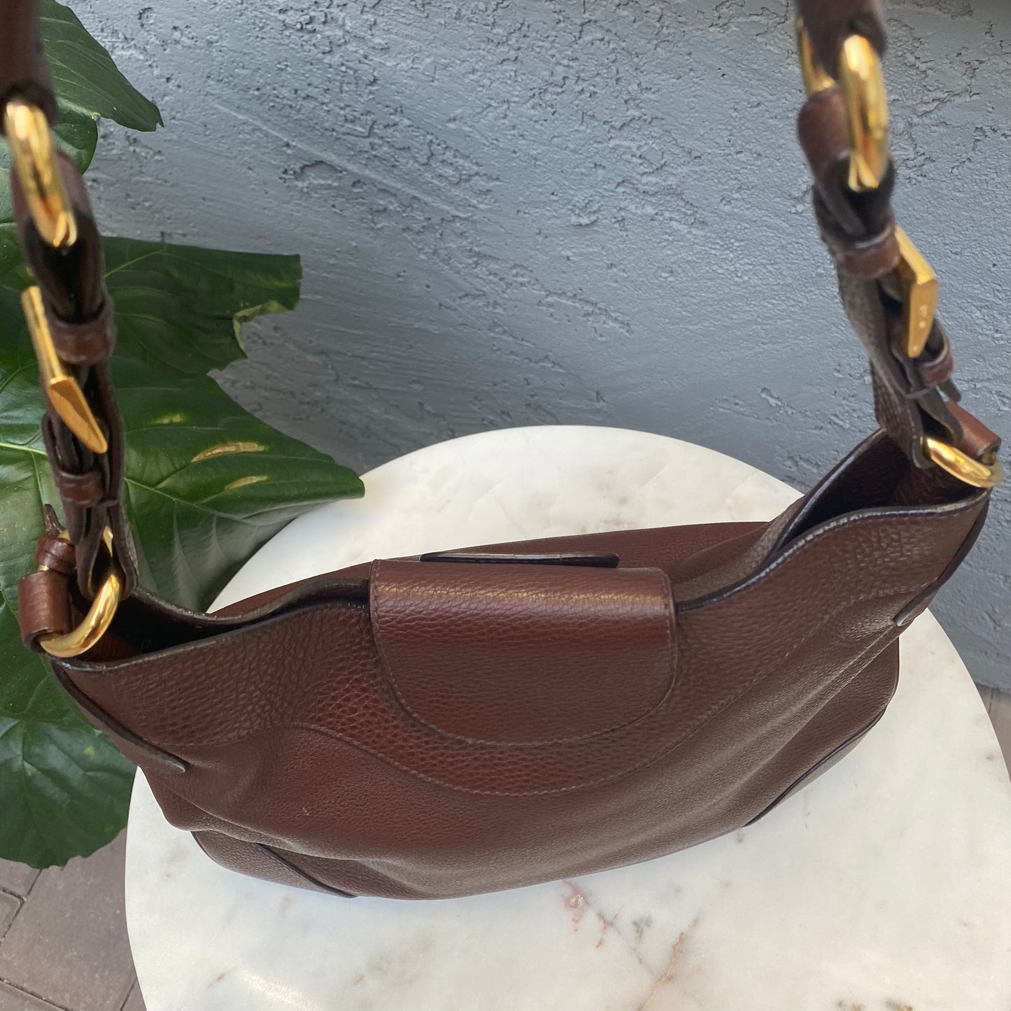 Prada Pushlock Hobo Vitello Daino Shoulder Bag