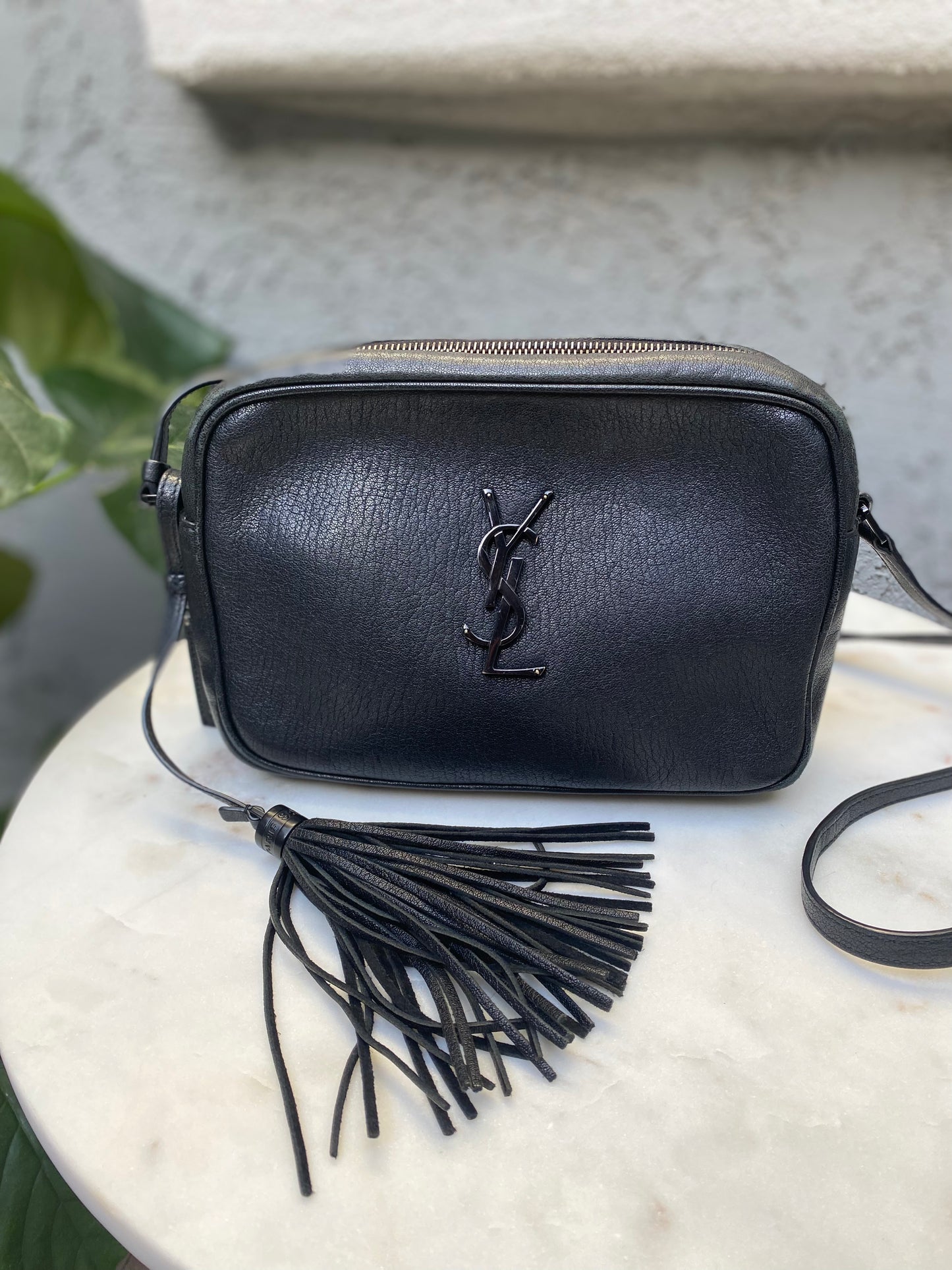 Saint Laurent Lambskin Monogram Small Lou Camera Bag
